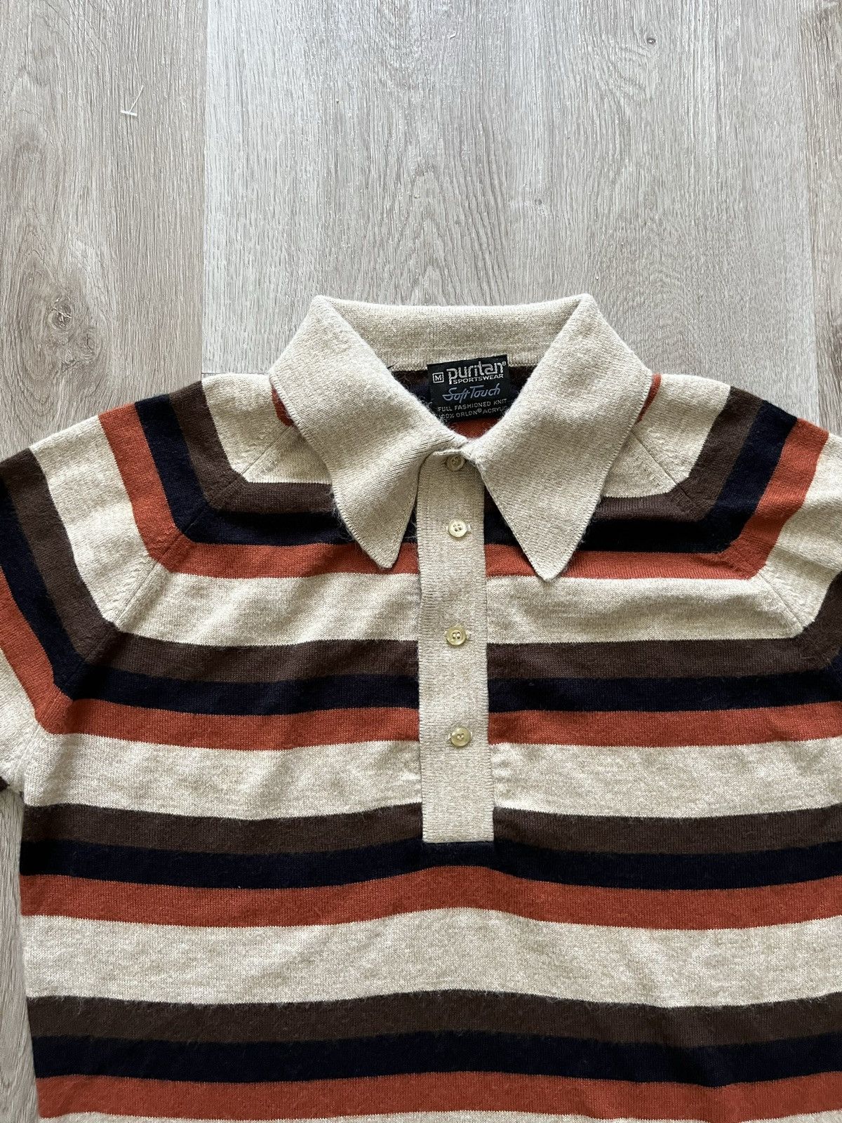 Puritan Vintage Striped Polo Long Sleeve Shirt Size US M / EU 48-50 / 2 - 5 Thumbnail