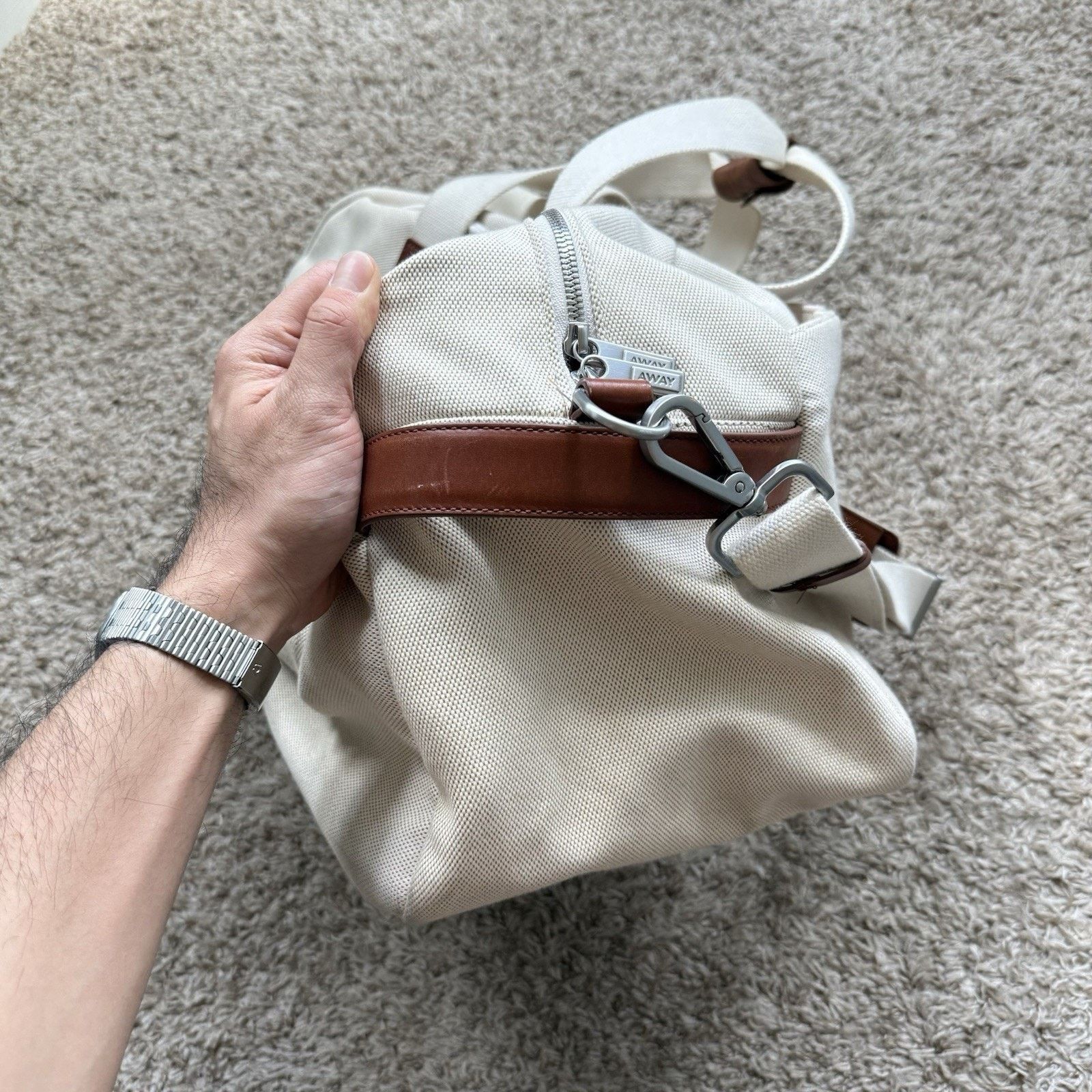 Away Travel Away The Everywhere Weekender Canvas Duffle Bag White Brown Size ONE SIZE - 5 Thumbnail