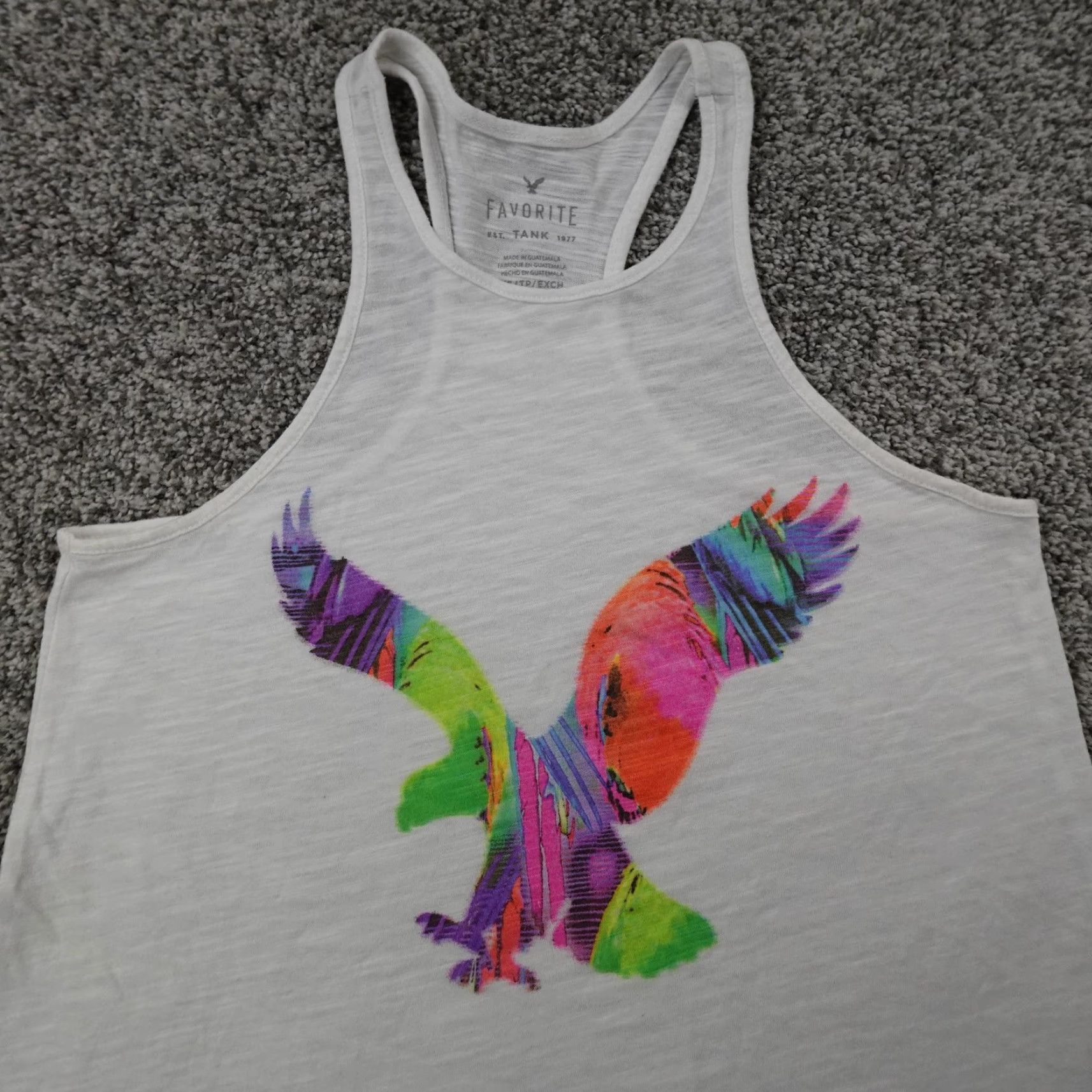 American Eagle Outfitters American Eagle Outfitters Shirt Womens XS White Tie Dye Graphic Logo Racerback Tank Top Tee Size XS / US 0-2 / IT 36-38 - 3 Thumbnail