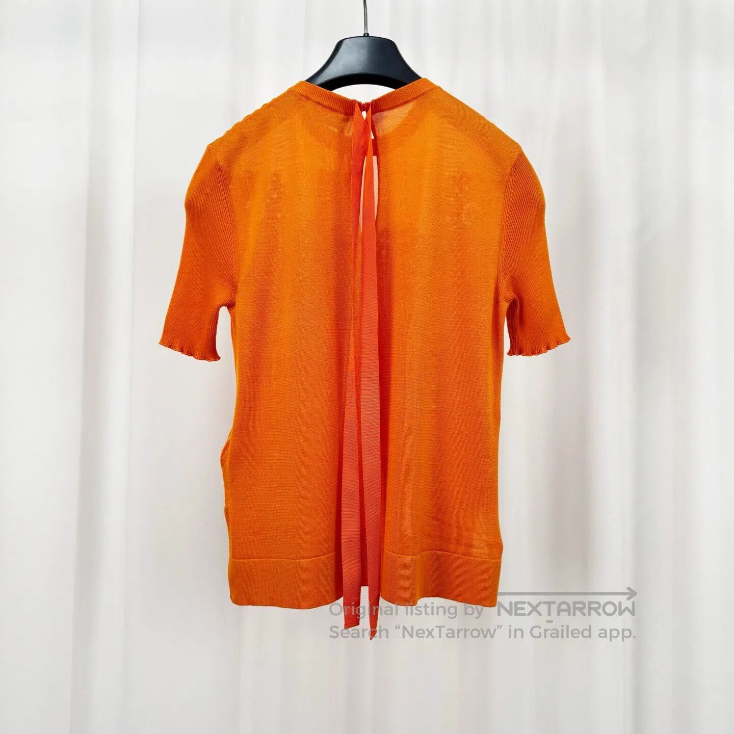 Fendi FENDI Orange Embroidered Bow Knit Short Sleeve T-Shirt| Size XS / US 0-2 / IT 36-38 - 2 Thumbnail