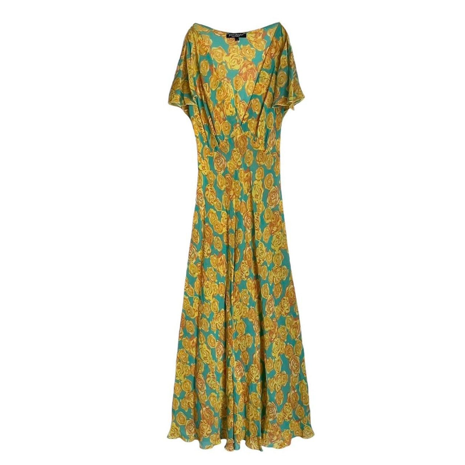 VTG 90s Betsey Johnson New York silk floral maxi dress Sz M -  www.web.smkmuhngawen.sch.id