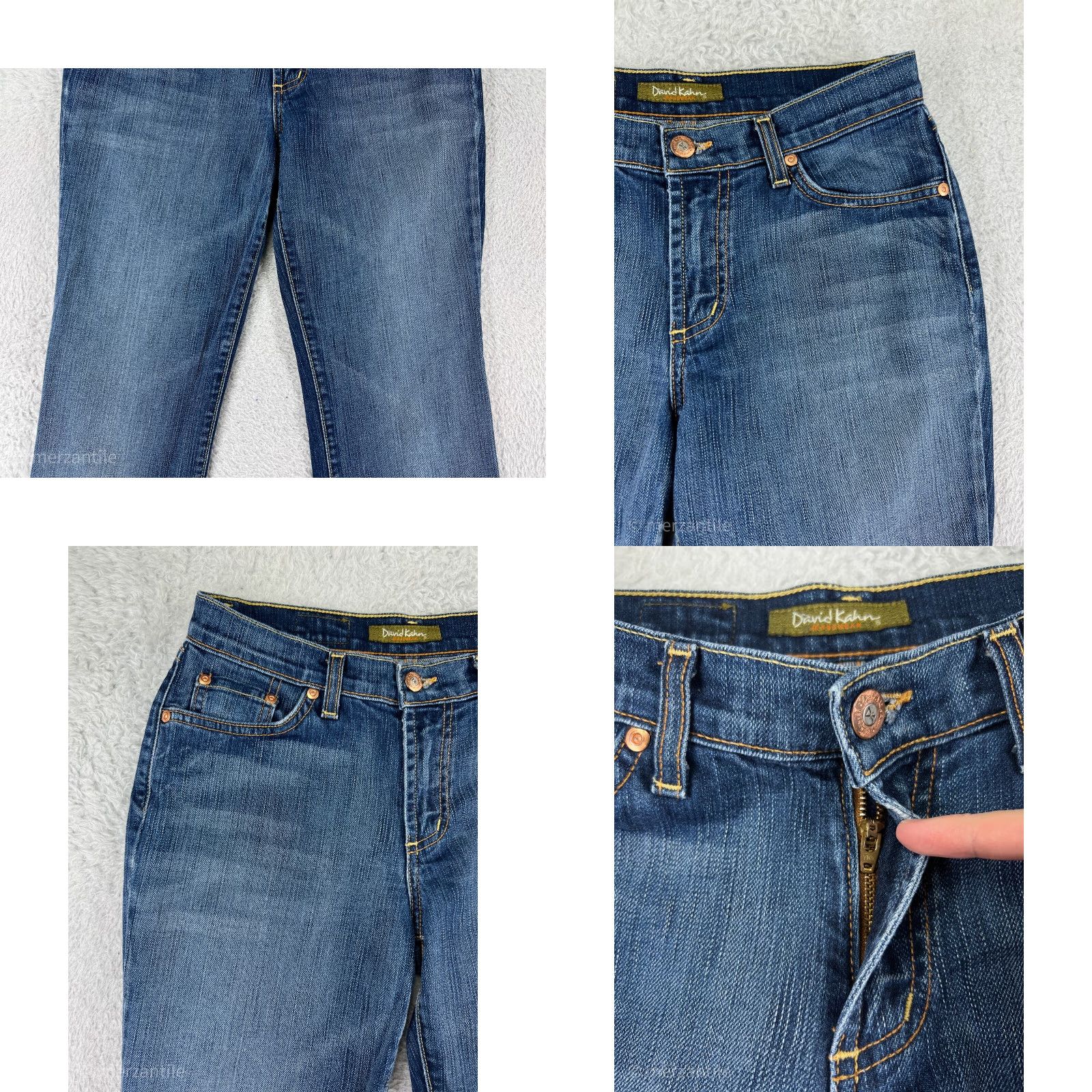 Vintage David Kahn Jeans Women 4 Blue Denim 26 in Waist 30 in Inseam 5-Pocket Embroidered Logo Straight Cotton Size 27" / US 4 / IT 40 - 8 Thumbnail