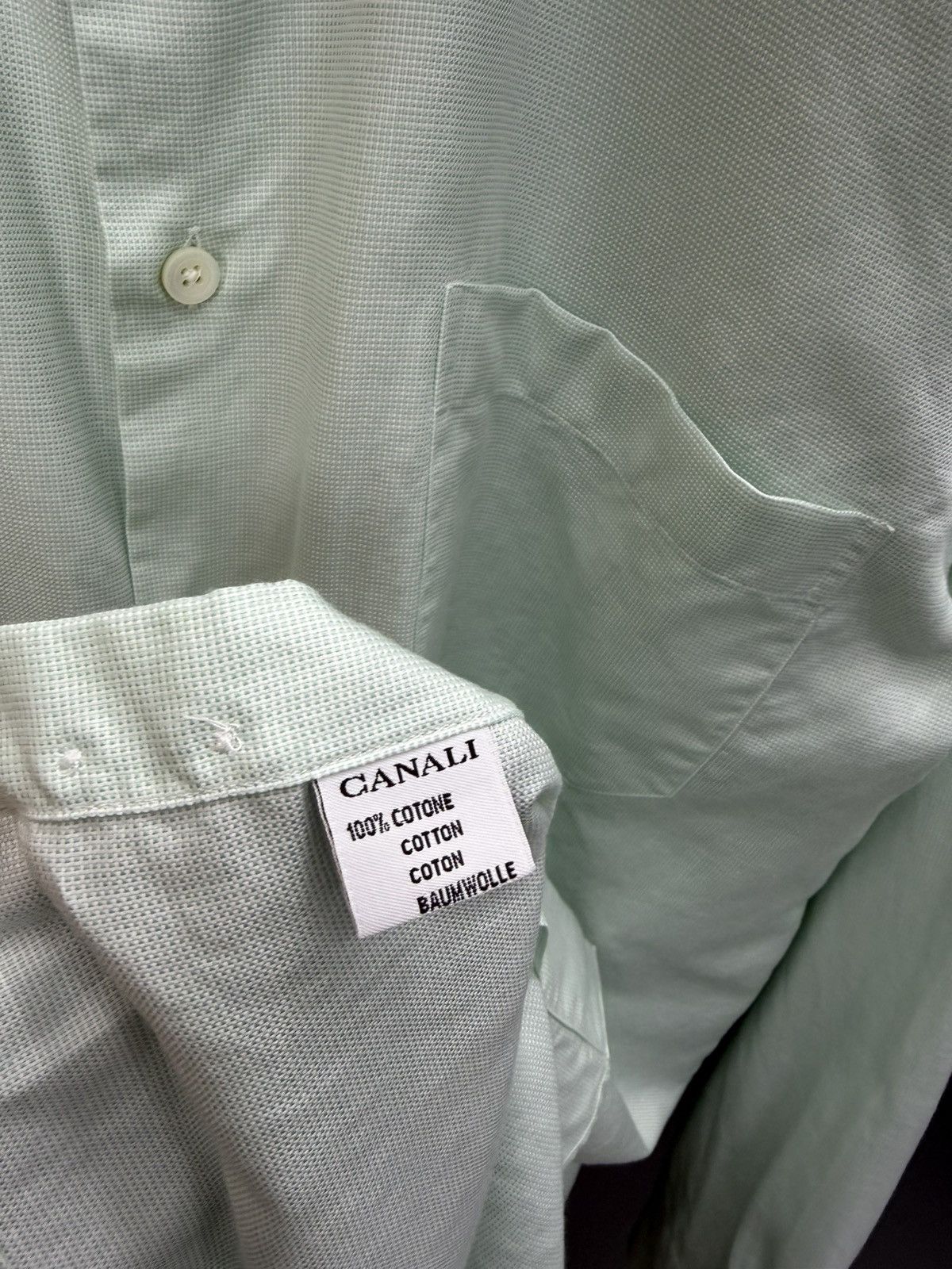 Canali Canali Mens Dress Shirt Mint Green Cotton Size 41/16 Size US L / EU 52-54 / 3 - 8 Thumbnail