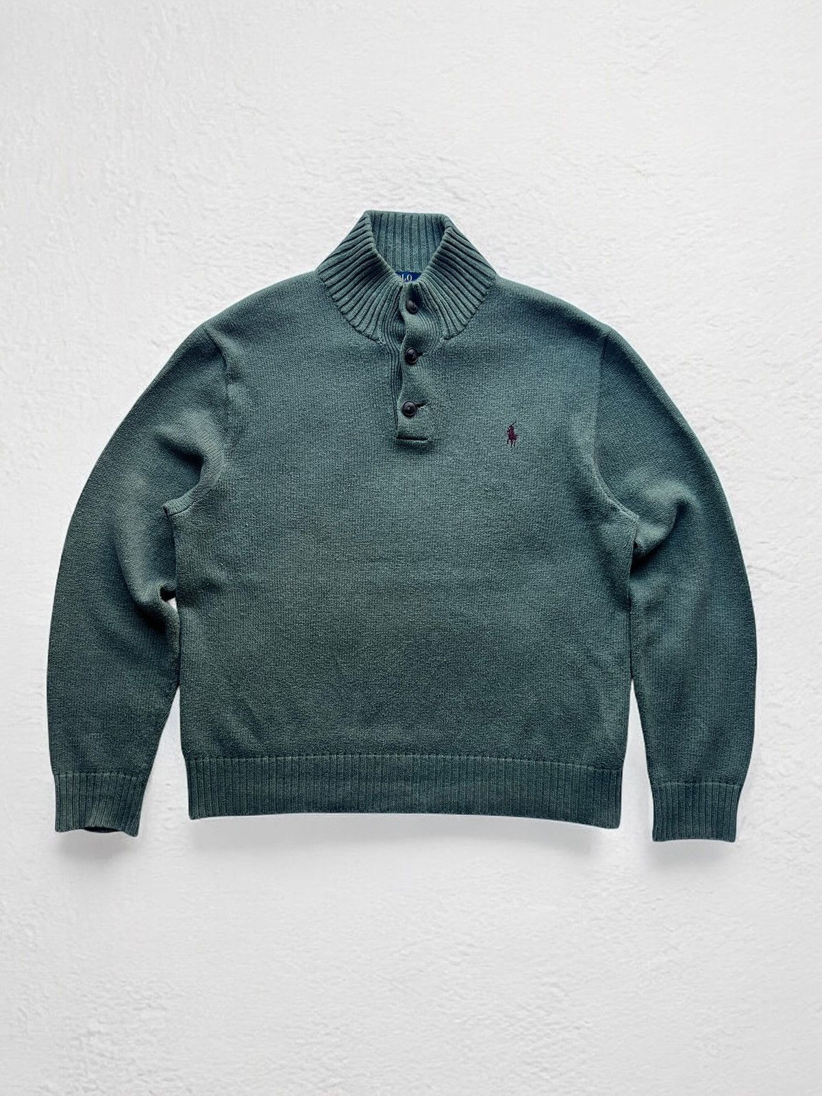Polo Ralph Lauren × Vintage POLO RALPH LAUREN HEAVY KNIT SWEATER 1/4 Button Vintage y2k Size US M / EU 48-50 / 2 - 1 Thumbnail