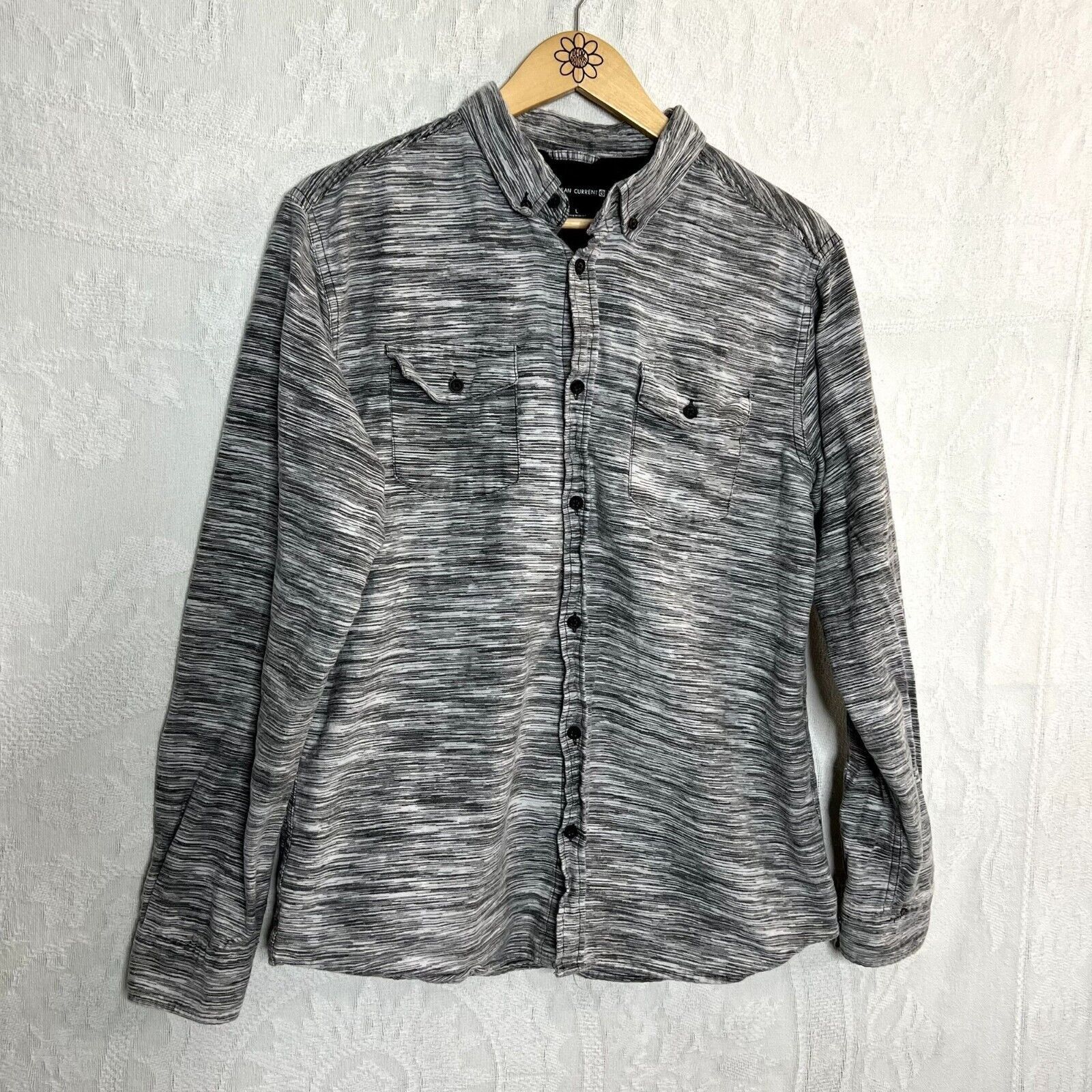 Ocean Current Ocean Current Marled Gray Button Down Shirt Size US L / EU 52-54 / 3 - 1 Thumbnail