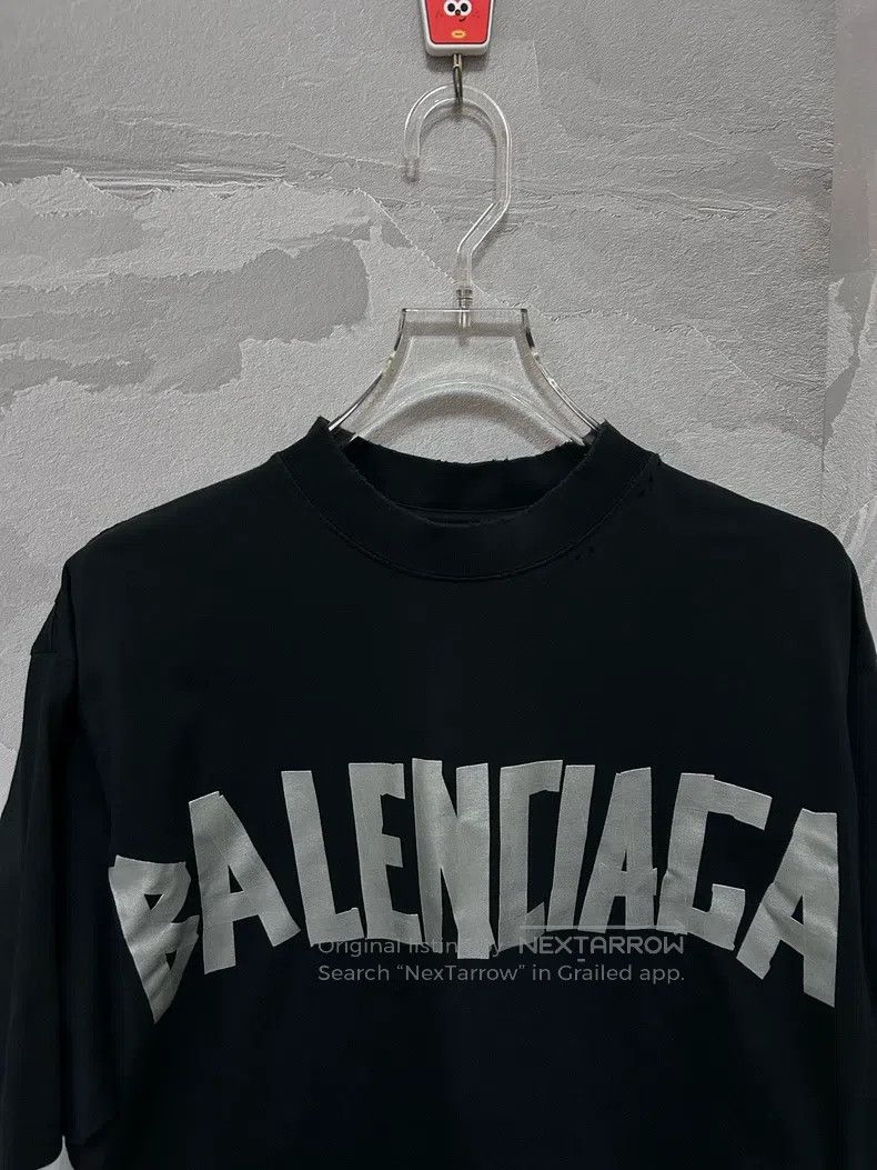 Balenciaga Balenciaga Black and Silver Tape Short Sleeve T-Shirt Size US XS / EU 42 / 0 - 3 Thumbnail
