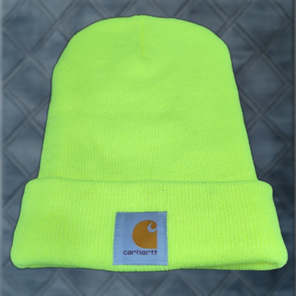 Carhartt Carhartt Hat Winter Beanie Cuffed Knit Neon Yellow Visibility Workwear Outdoor Size ONE SIZE - 1 Thumbnail