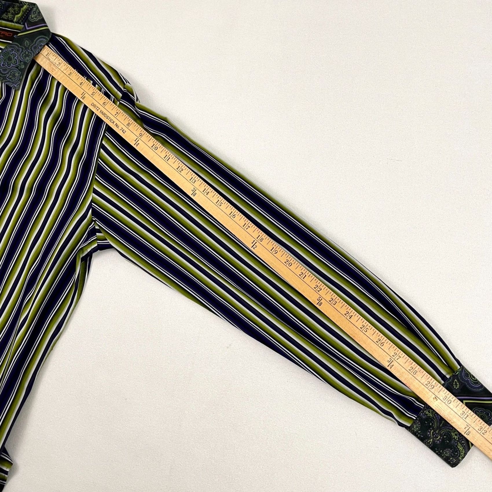 Etro ETRO Milano Shirt Mens Size 42 Multi Striped Contrast Paisley Collar Preppy LS - Pre-Owned Business - Color Multicolor Size US XL / EU 56 / 4 - 6 Thumbnail