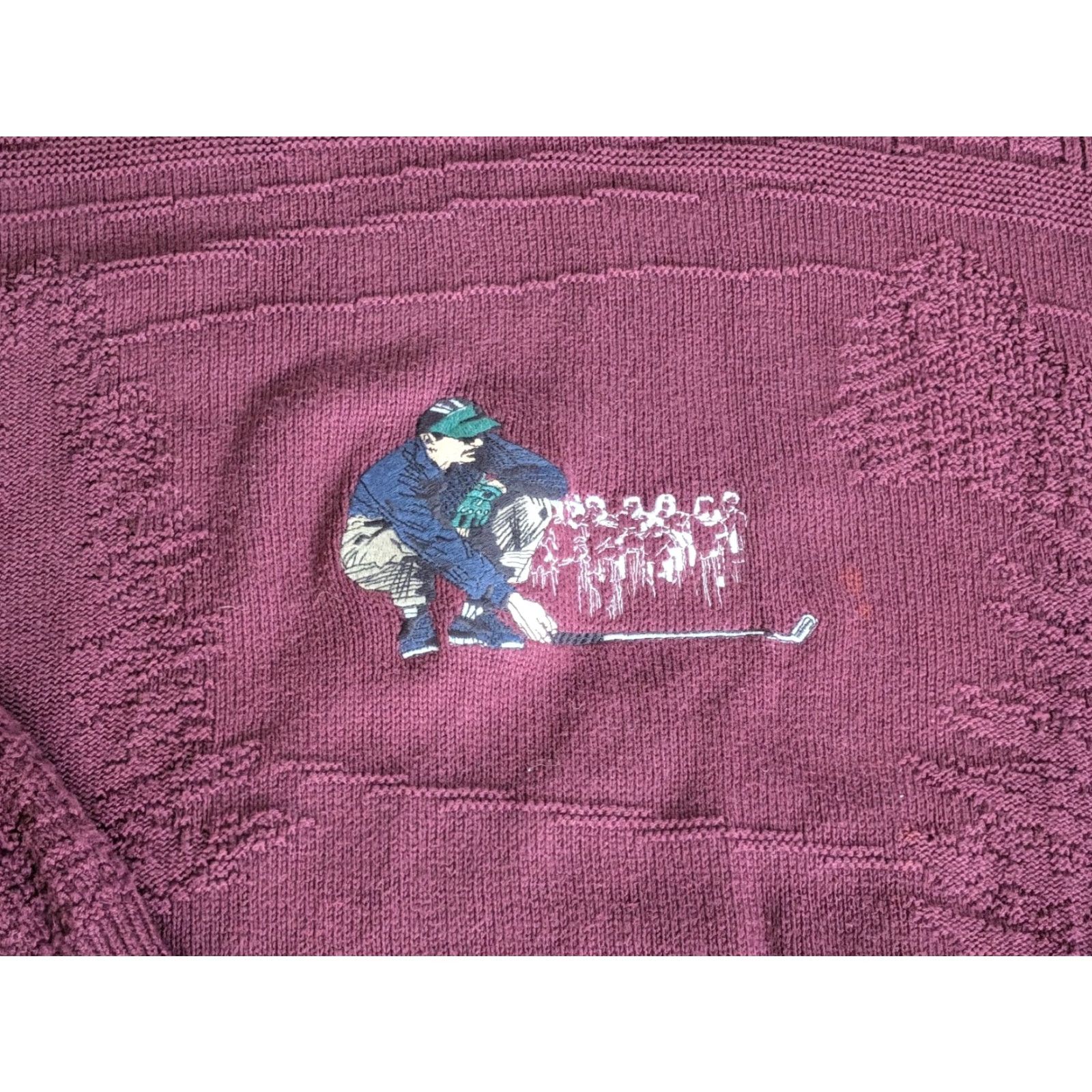 Vintage VINTAGE Carmel Mens Textured Golf Sweater Crew Neck Long Sleeve Sz L Burgundy USA Made Golf 90s Classic Sports Pullover Men Size US L / EU 52-54 / 3 - 2 Thumbnail