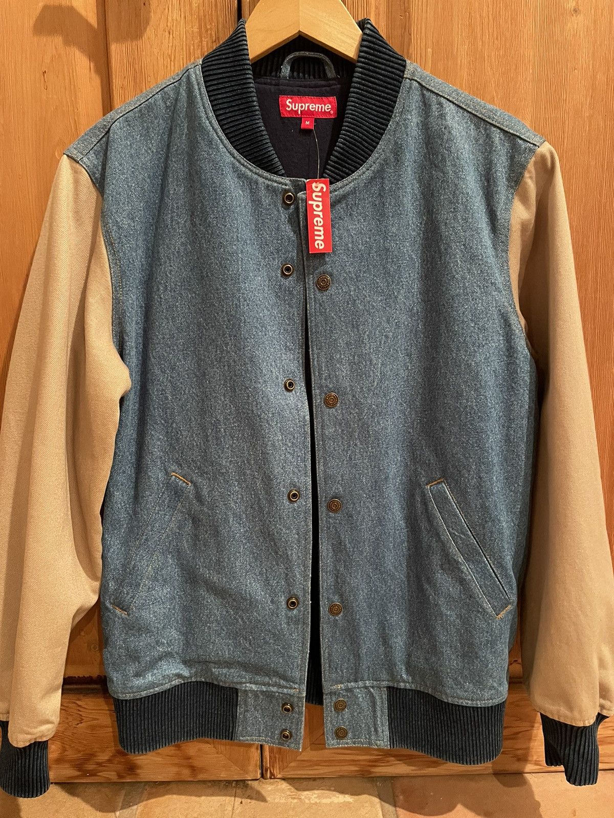 Supreme Supreme Denim Twill Varsity Jacket 2014 | Grailed