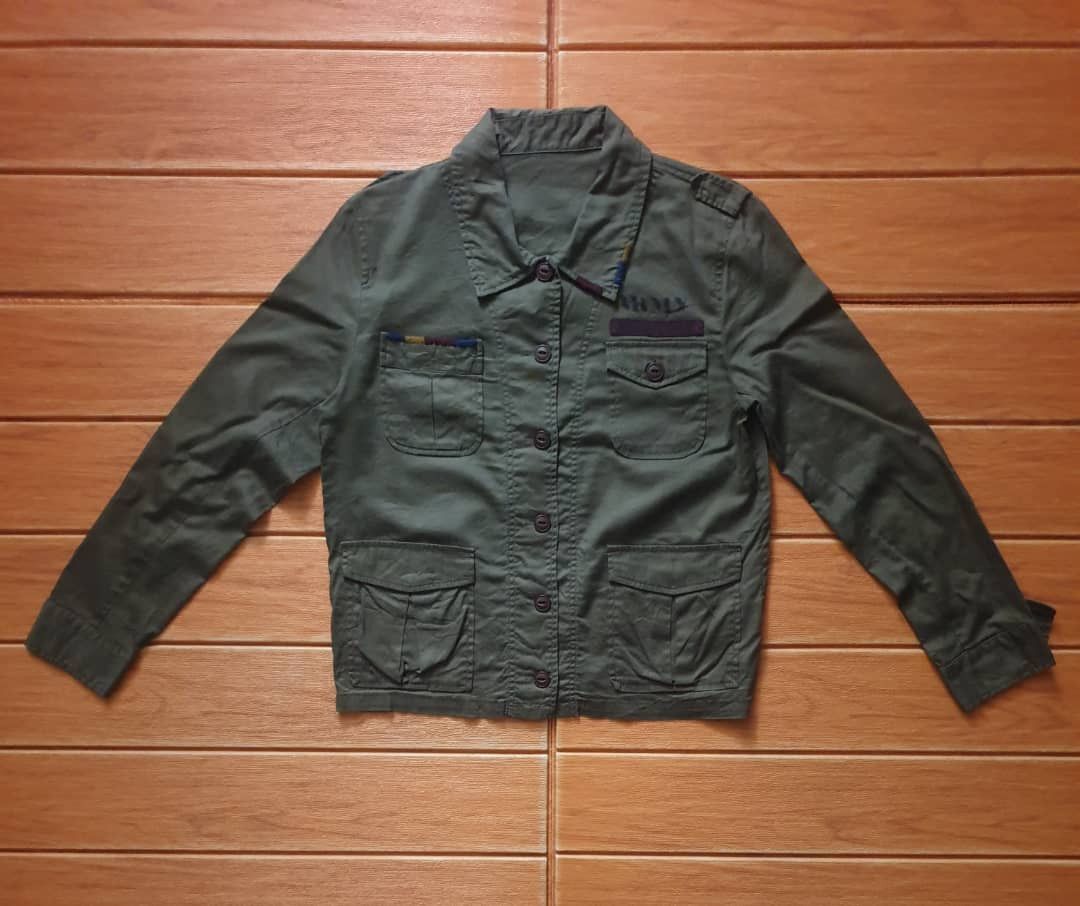Japanese Brand Army green button ups longsleeve shirt Size S / US 4 / IT 40 - 1 Thumbnail
