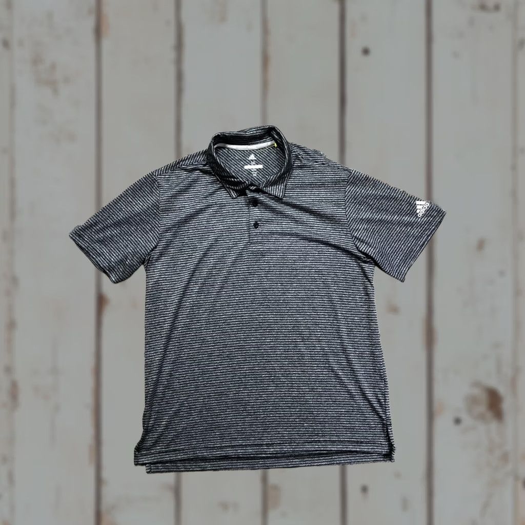 Adidas Adidas Golf Polo Shirt Mens M Gray Striped Performance Knit Short Sleeve Polo Short Sleeve Mens Size US M / EU 48-50 / 2 - 1 Thumbnail
