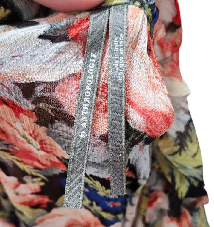 Anthropologie The Marais Printed Chiffon Maxi Dress Floral Sheer Overlay Size L / US 10 / IT 46 - 10 Thumbnail