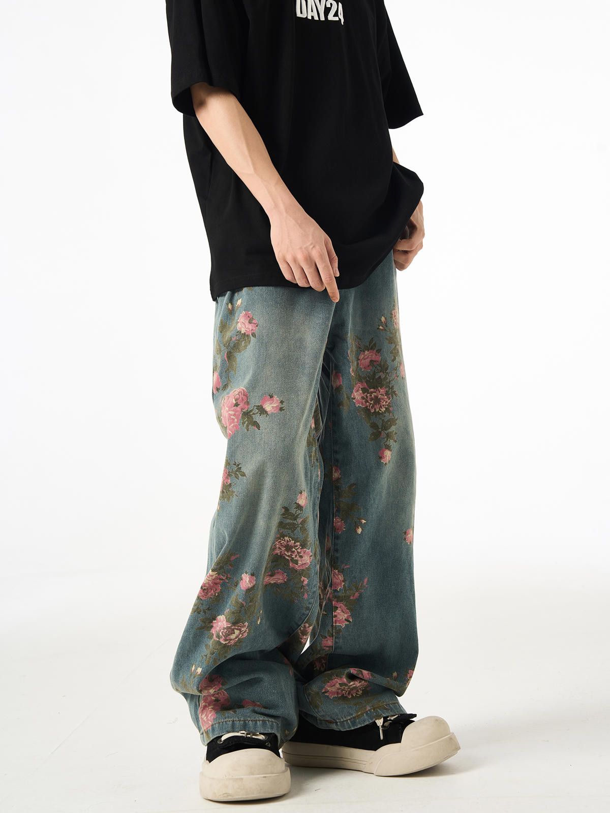 Japanese Brand Floral Print Wide Leg Jeans Size US 32 / EU 48 - 3 Thumbnail