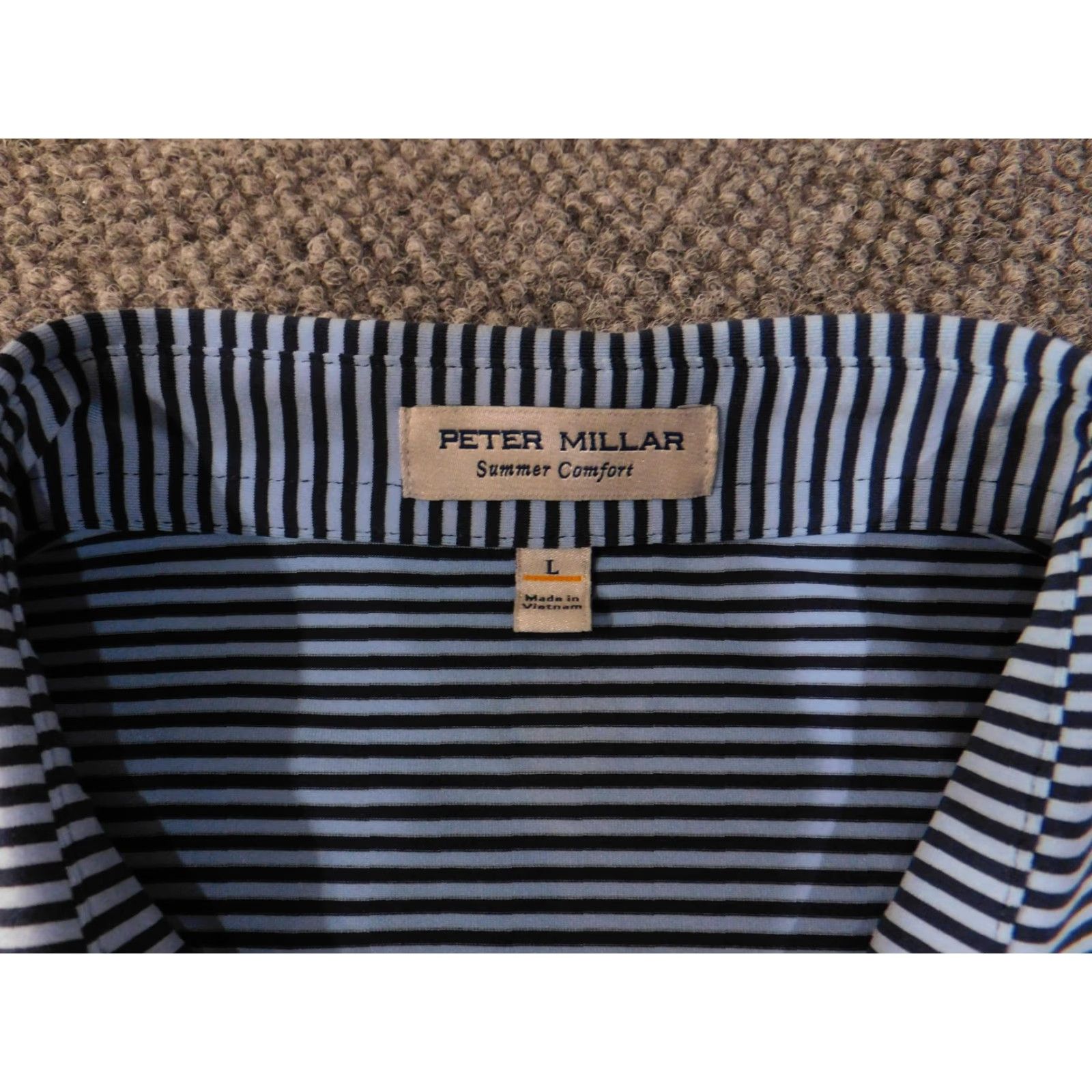 Peter Millar Peter Millar Shirt Mens L Blue Stripe Summer Comfort Vanguard Golf Polo Size US L / EU 52-54 / 3 - 5 Thumbnail