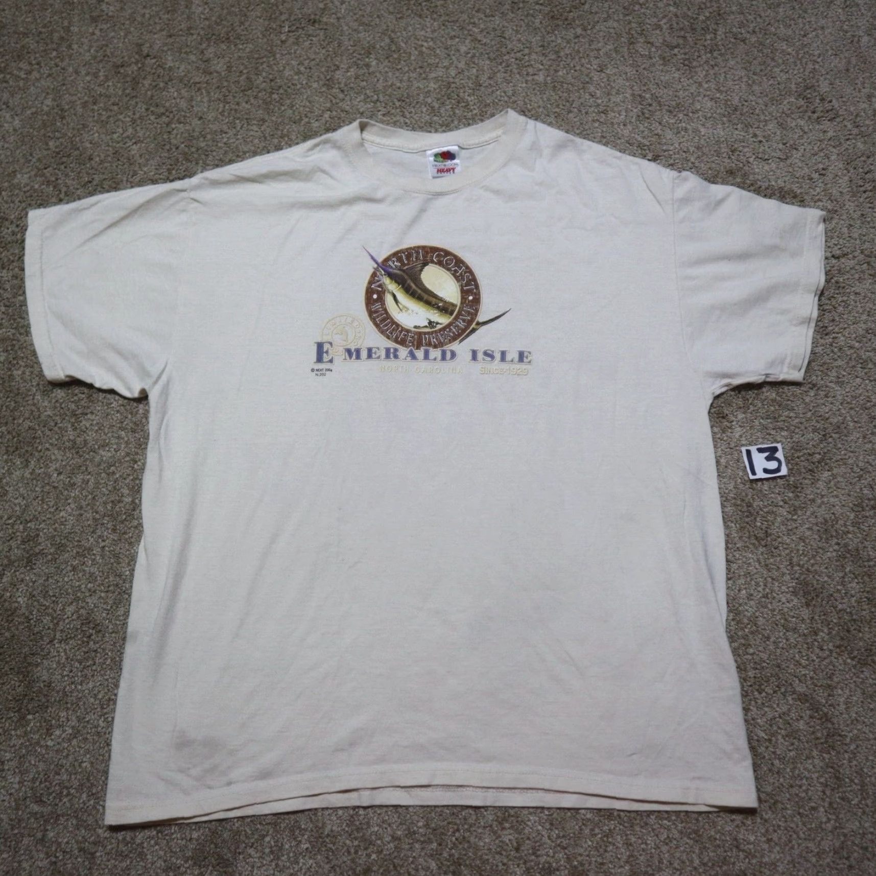 Vintage Vintage Emerald Isle North Carolina NC Graphic T-Shirt Adult Large Beige 90s Coastal Men Size US L / EU 52-54 / 3 - 3 Thumbnail
