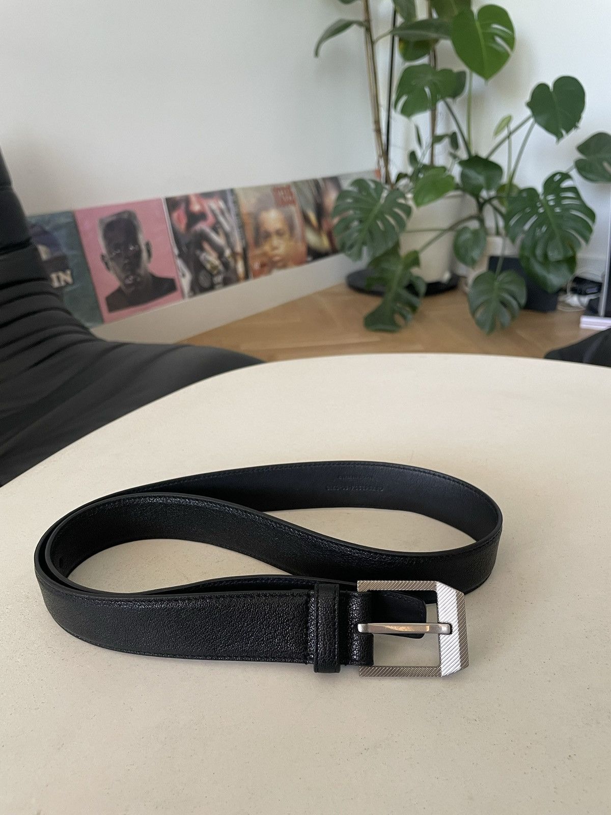 image of Saint Laurent Paris Black Leather Luxury Belt Slp Ysl, Men's (Size 30)