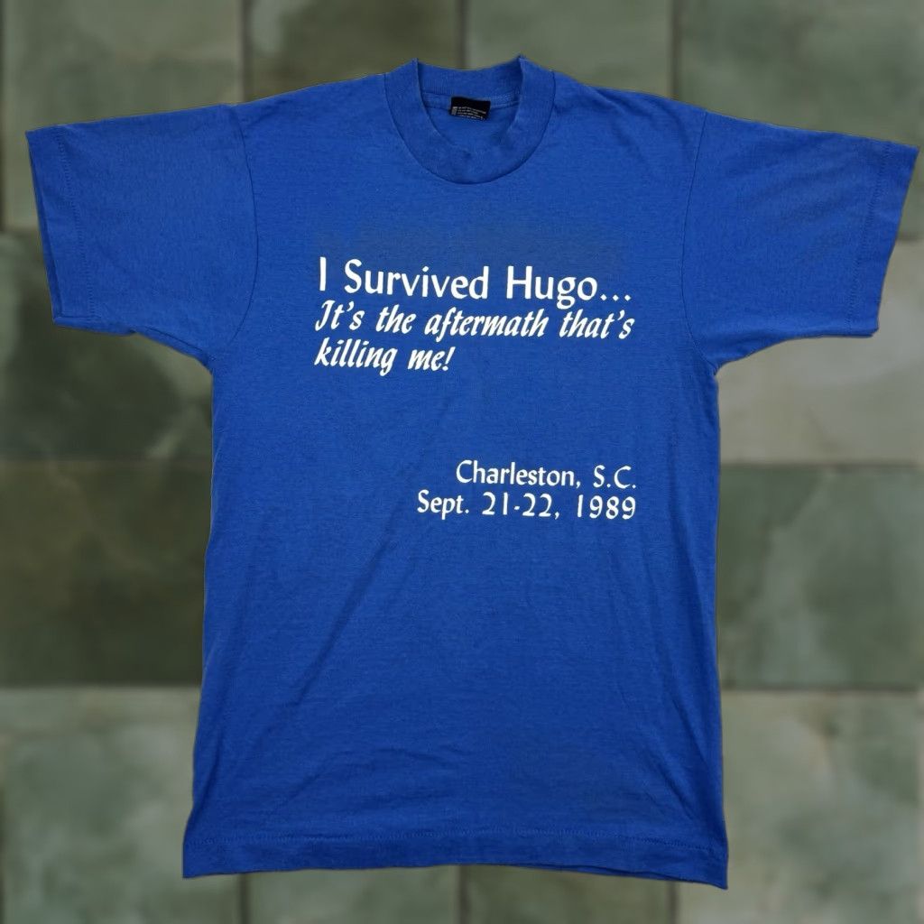 Vintage VINTAGE Hurricane Hugo T Shirt Adult Medium I Survived Charleston Sout Carolina Shirt Men Blue 80s USA Size US M / EU 48-50 / 2 - 1 Thumbnail