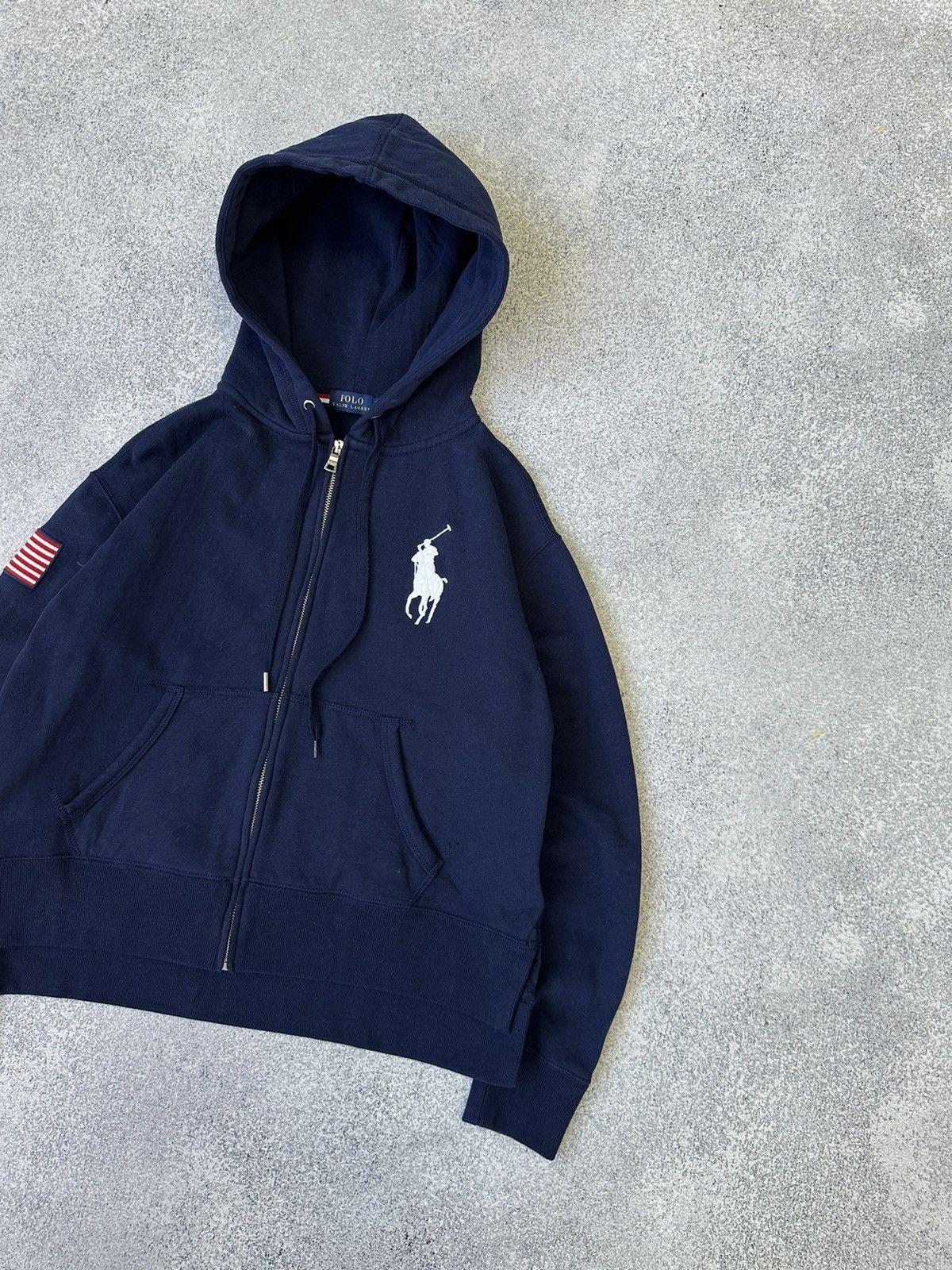 Vintage Polo Ralph Lauren USA Woman Big Logo Zip Hoodie