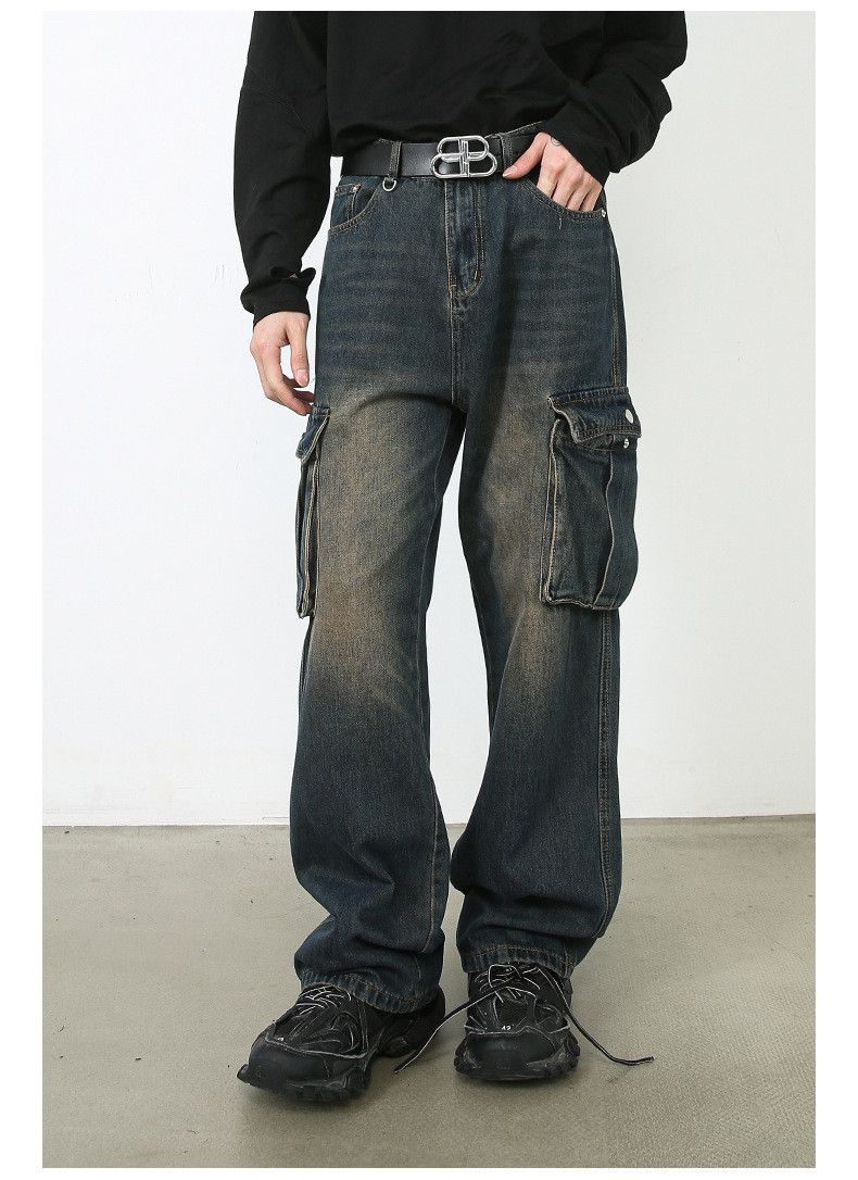 Japanese Brand × Jean Japanese retro loose straight cargo jeans for men Size US 32 / EU 48 - 2 Thumbnail
