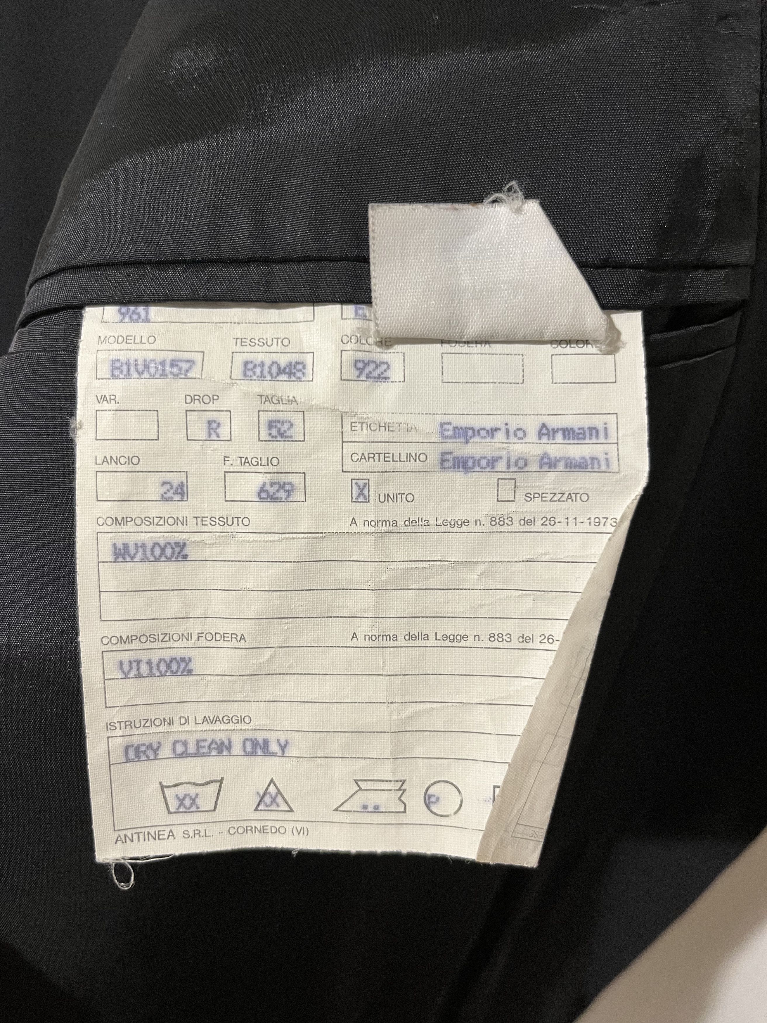 Emporio Armani 100% Virgil Wool Navy Emporia Armani Suit Size 52R - 3 Thumbnail