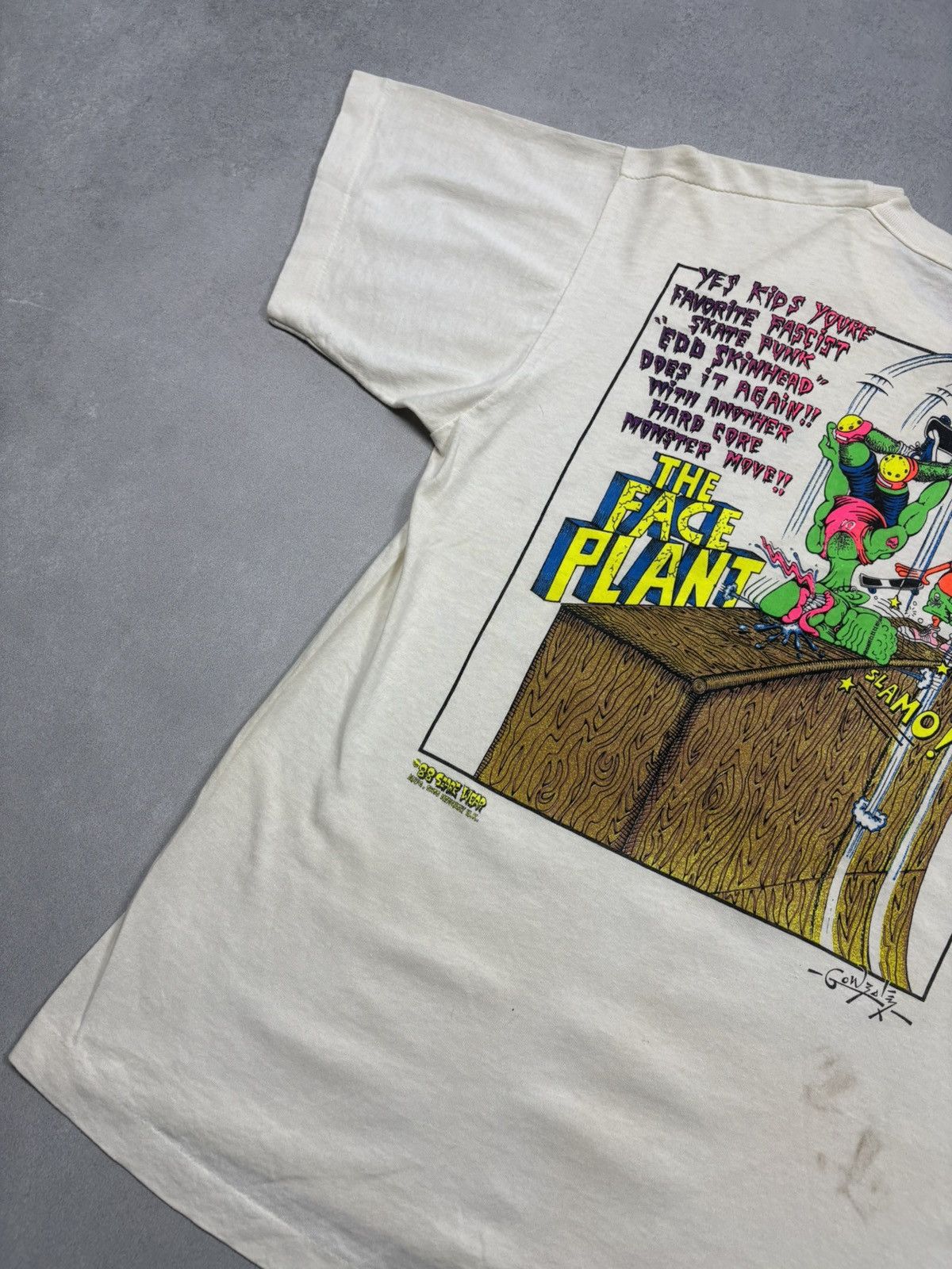 Vintage 1988 Scare Wear The Face Plant Skate Punk Gonzales Tee VTG Size US XL / EU 56 / 4 - 5 Thumbnail