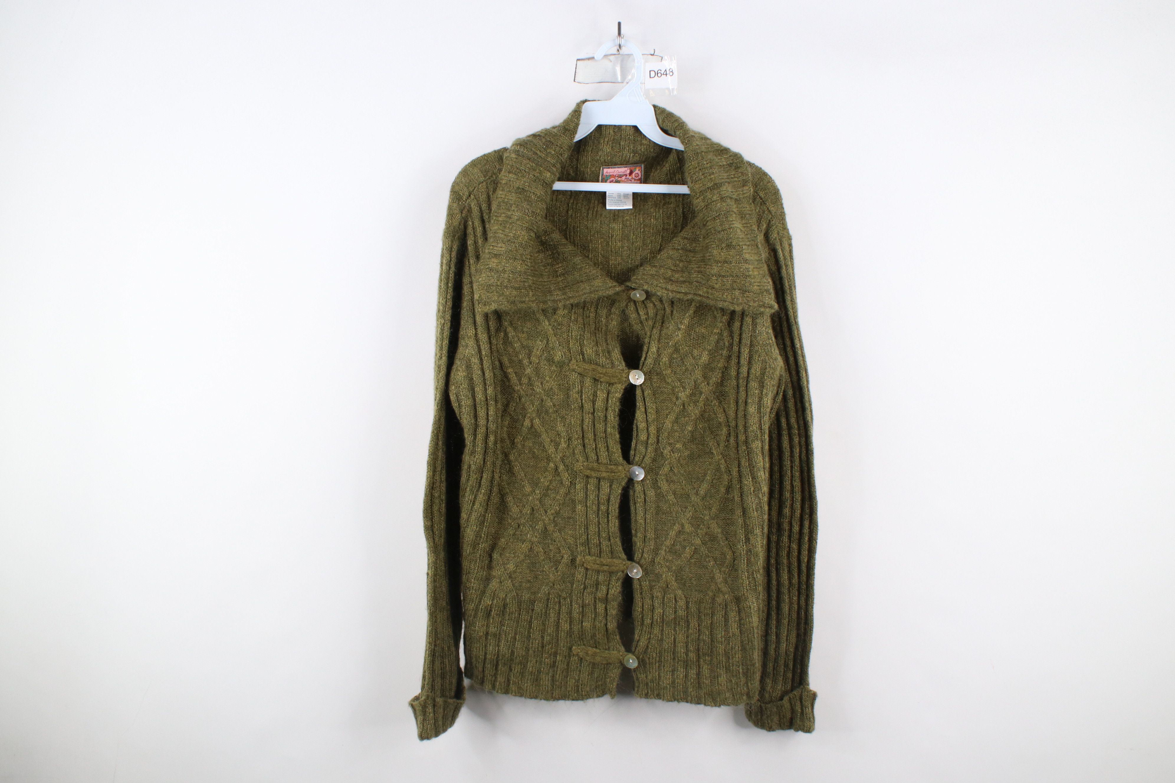 Vintage Vintage 90s Streetwear Wool Cable Knit Cardigan Sweater Size M / US 6-8 / IT 42-44 - 1 Thumbnail
