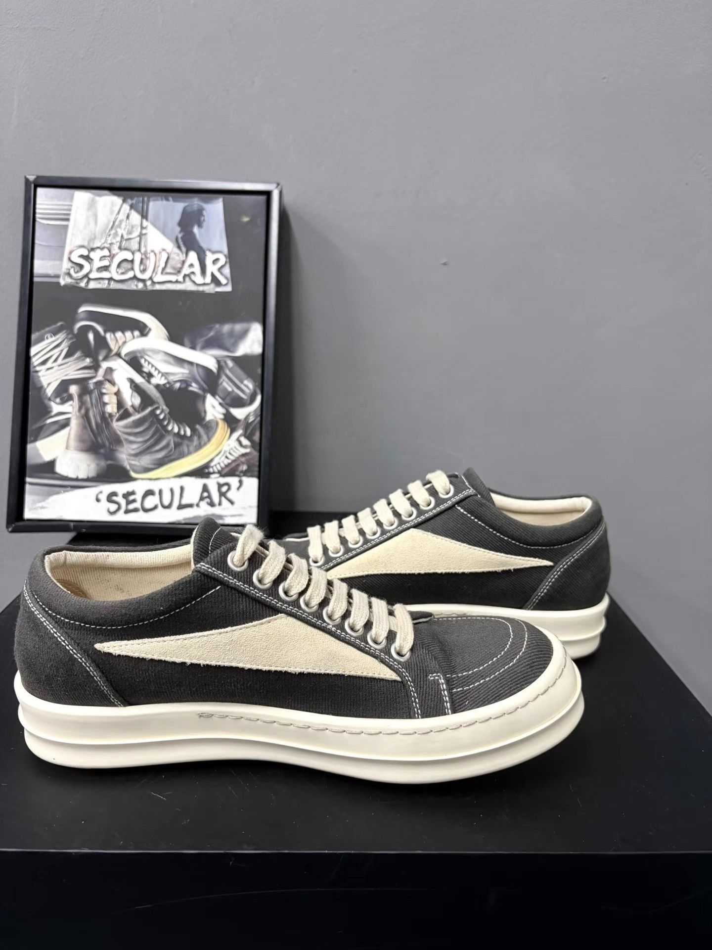 Rick Owens RickOwens Drkshdw Canvas Grey Low-Top Sneakers K34 Size US 8 / EU 41 - 6 Thumbnail