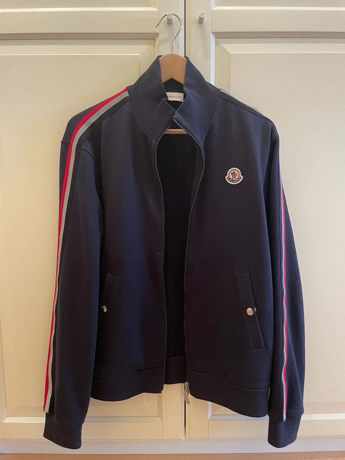 Moncler Moncler Men’s Taping Zip Navy Cardigan Size US L / EU 52-54 / 3 - 1 Thumbnail