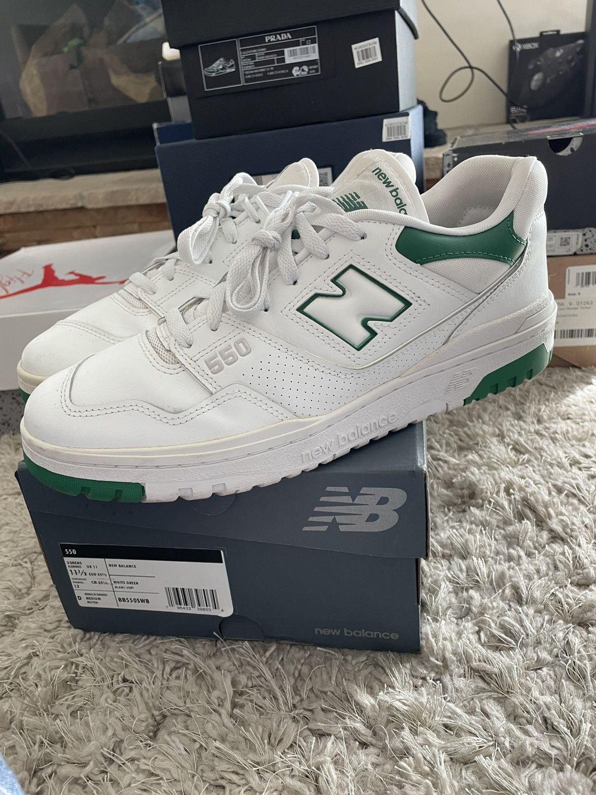 New Balance New Balance Mens 550 White Classic Pine Size US 11.5 / EU 44-45 - 1 Thumbnail