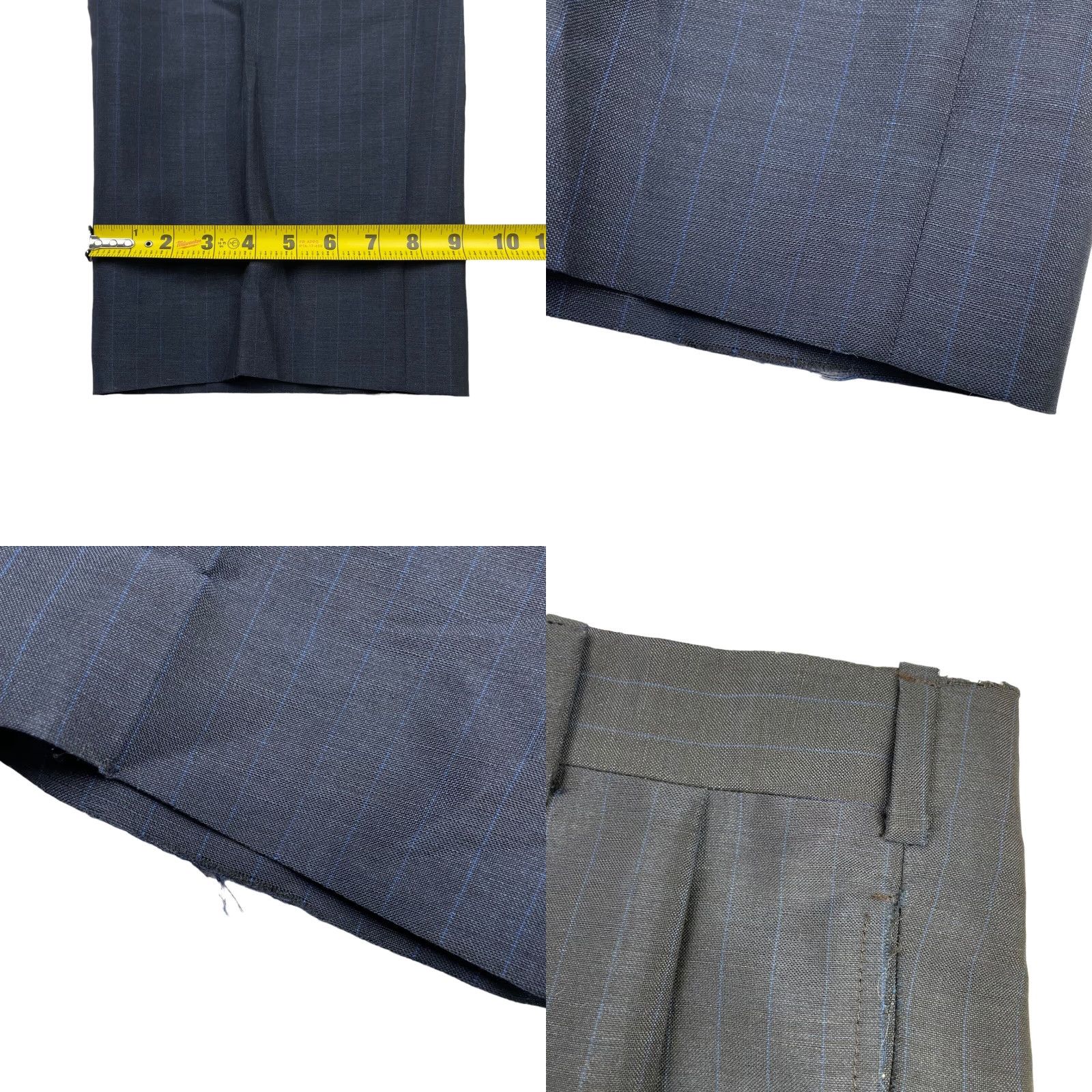 Vintage VTG Oxxford Clothes Men’s Manhattan Lightweight Suit Navy Blue Stripe 43R 34x30 Two-Button Blazer Pleated Pants Wool 2 Piece Vintage Mens Size 34R - 10 Thumbnail