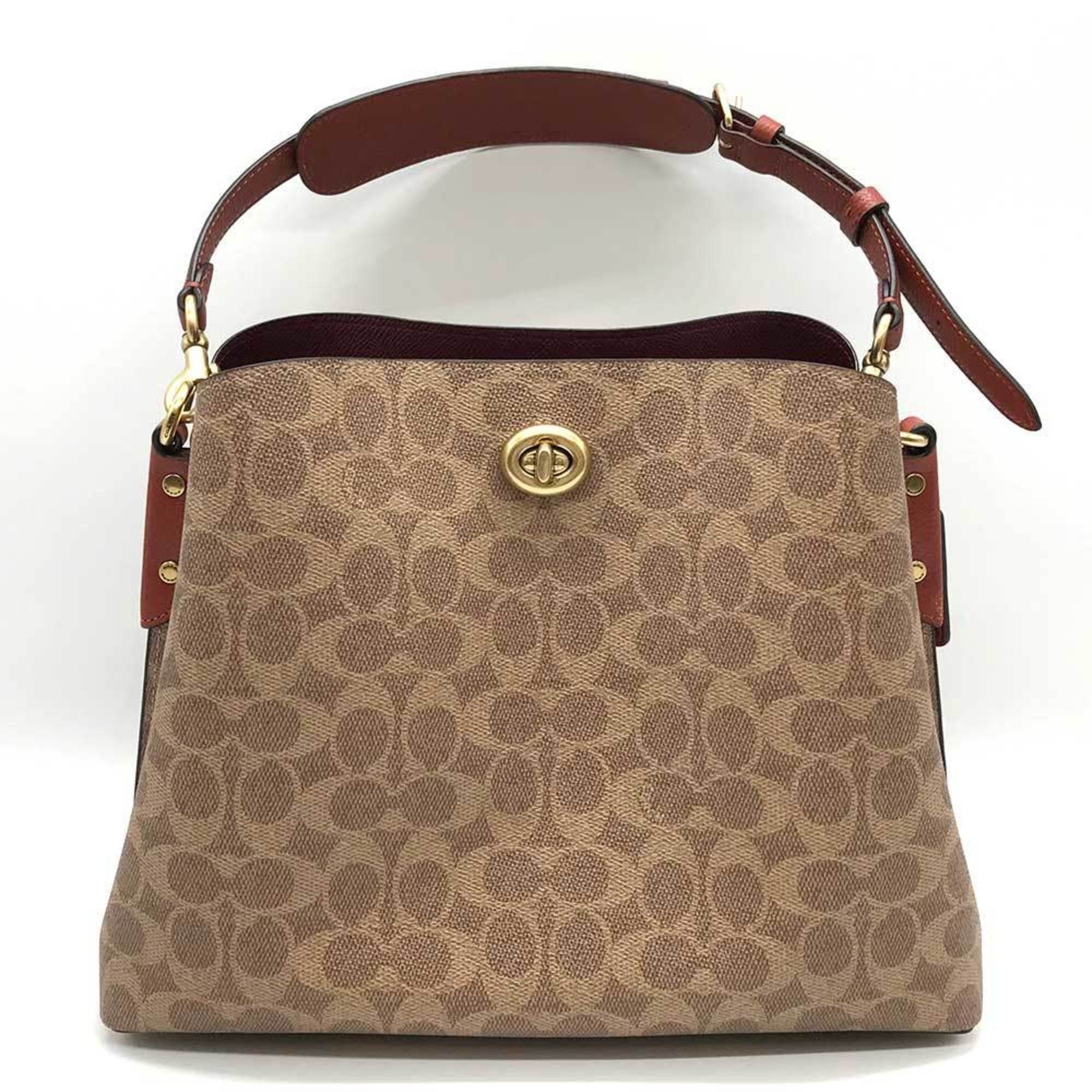 image of Coach Bag Signature 2Way Brown Shoulder C2745 Pvc X Leather Coach, Women's