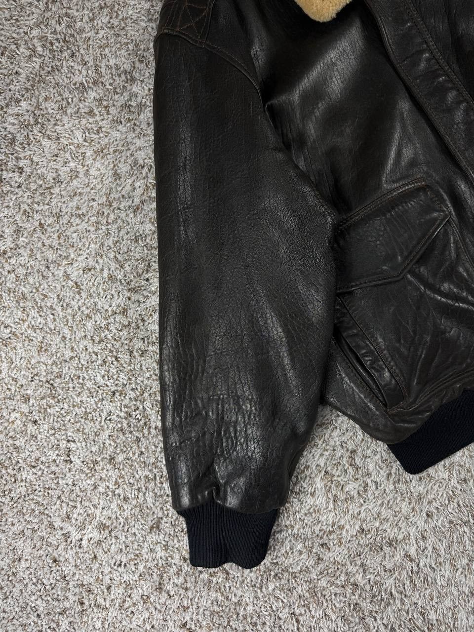 Andrew Marc 2005 Marc New York Leather Bomber Jacket Shearling Collar Size US XL / EU 56 / 4 - 4 Thumbnail