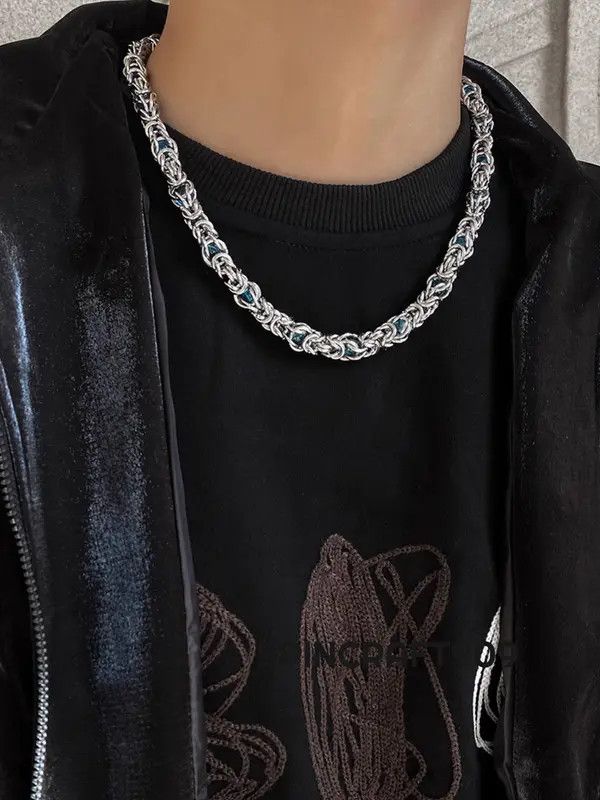 VIBE Chunky Chain Link Blue Gemstone Necklace Size ONE SIZE - 4 Thumbnail