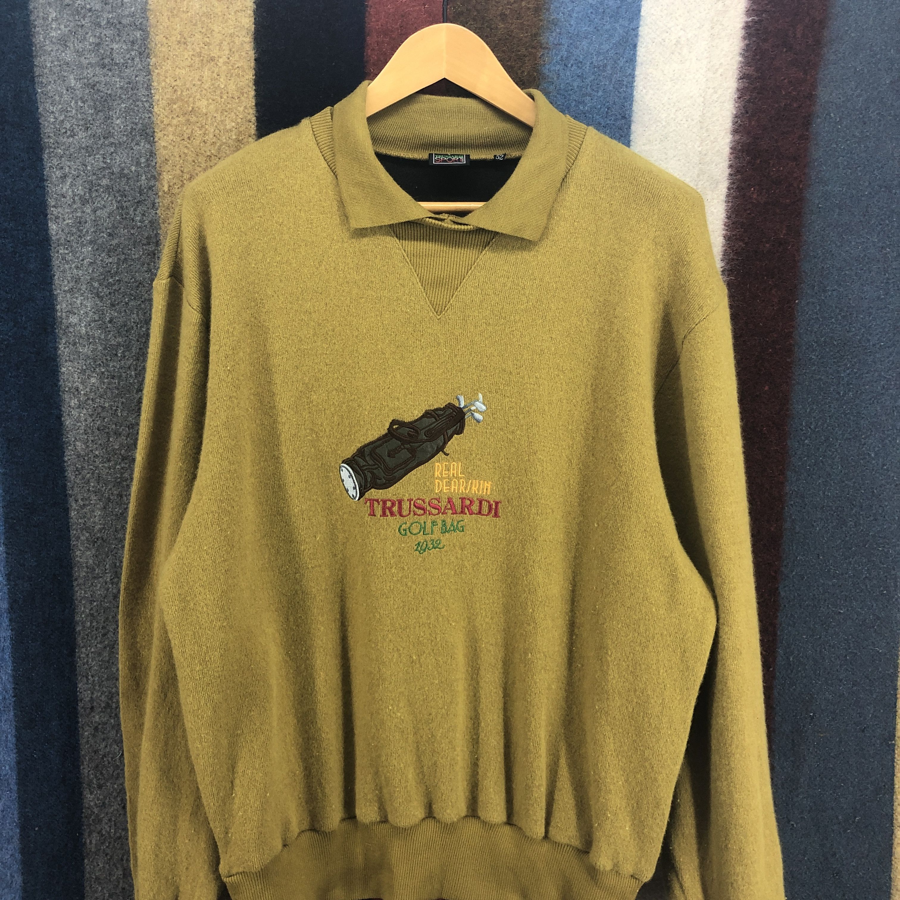 Trussardi 90s Vintage TRUSSARDI GOLF BAG Collar Sweatshirt #0578/Y Size US L / EU 52-54 / 3 - 2 Thumbnail