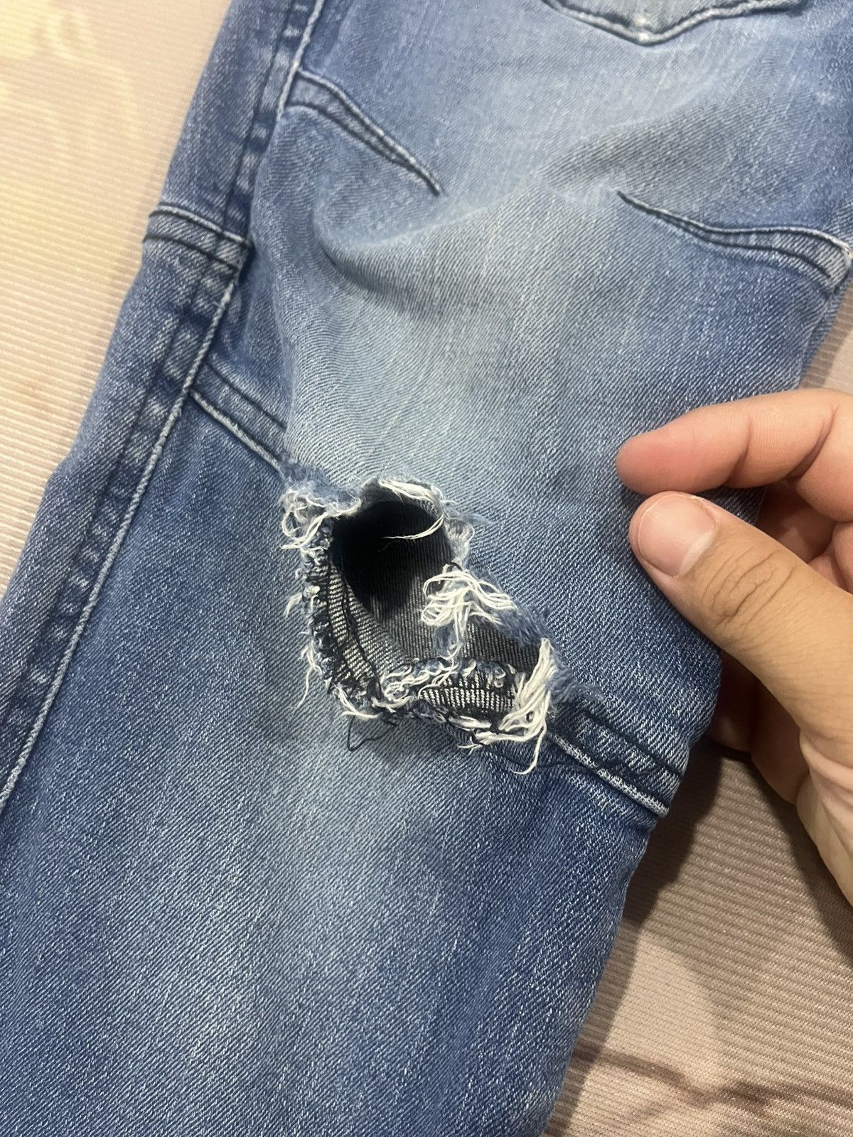 Japanese Brand G.Ground Cargo Denim Jeans Distressed Repair Streetwear Size US 28 / EU 44 - 5 Thumbnail