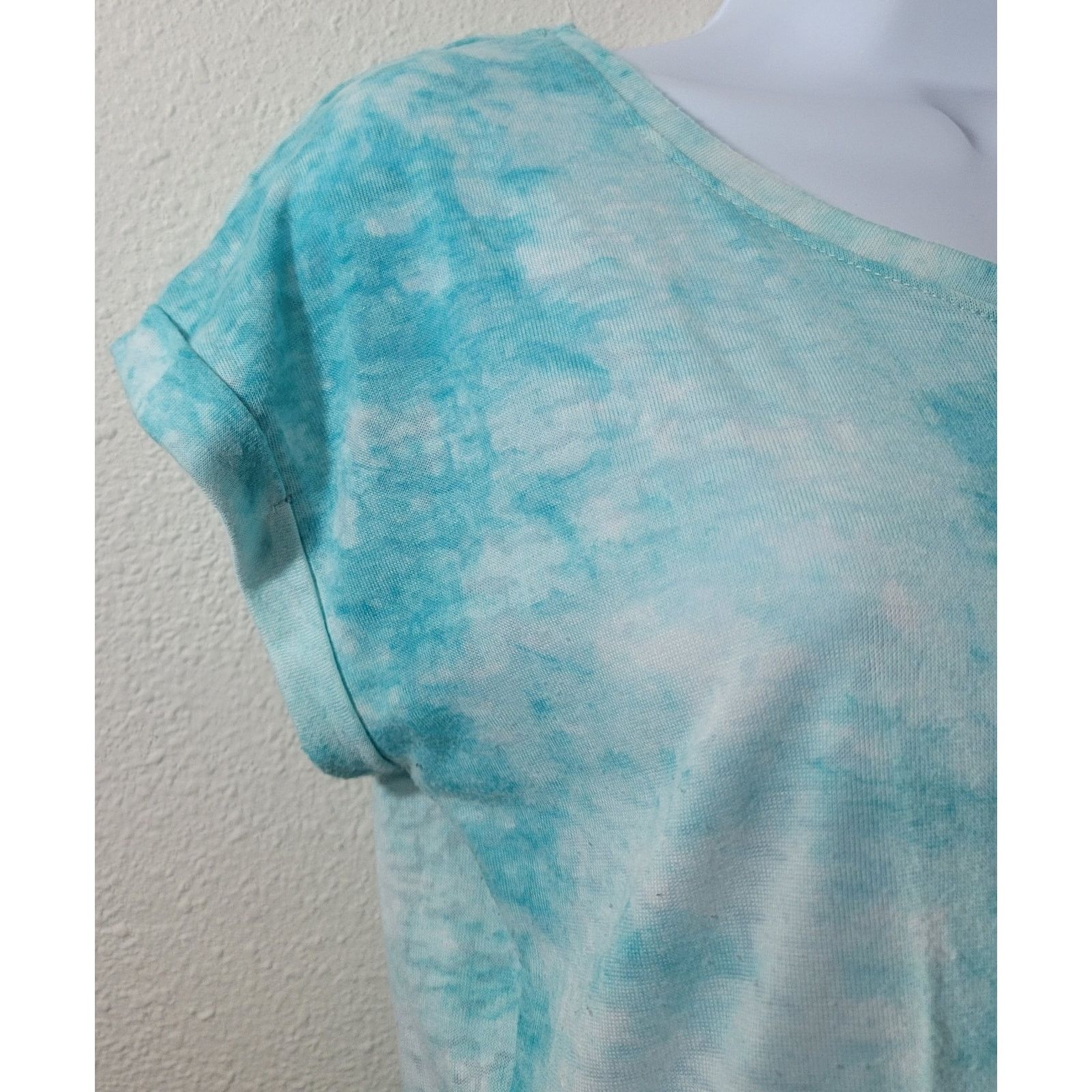 Faded Glory Faded Glory Teal Blue White Burnout Tie Dye Top Medium 8 10 Size M / US 6-8 / IT 42-44 - 5 Thumbnail