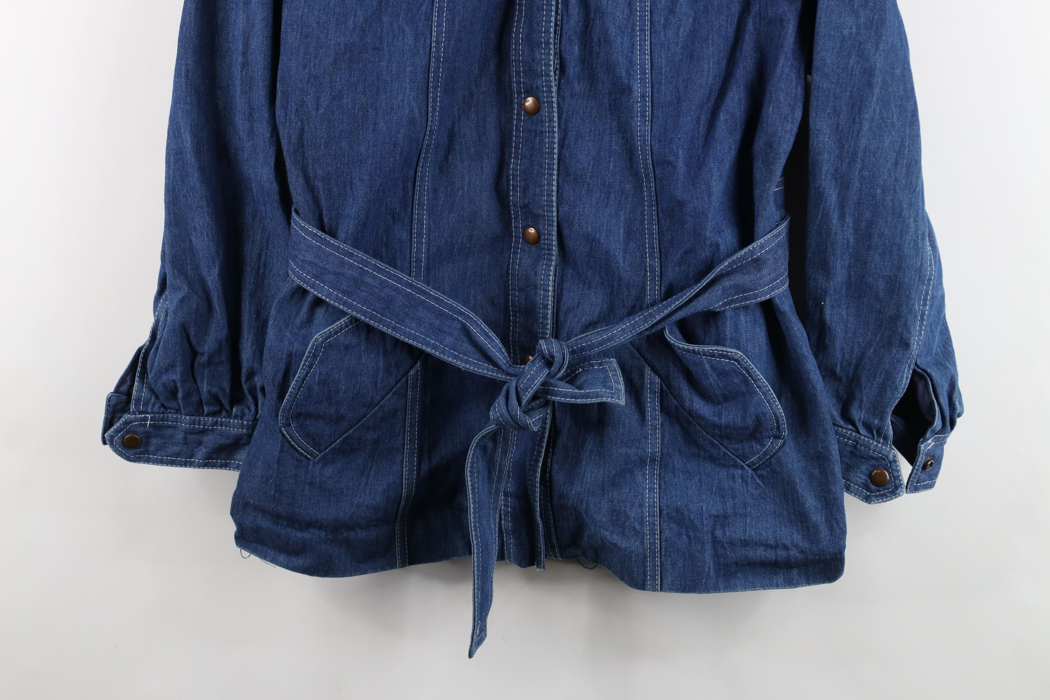Vintage Vintage 70s Streetwear Belted Lined Denim Jean Jacket Blue Size XL / US 12-14 / IT 48-50 - 3 Thumbnail