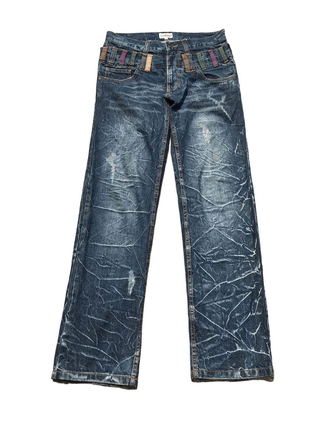 image of Distressed Denim nylaus Japan Distressed Flash Double Waist Jeans in Blue Distressed (Size 31)