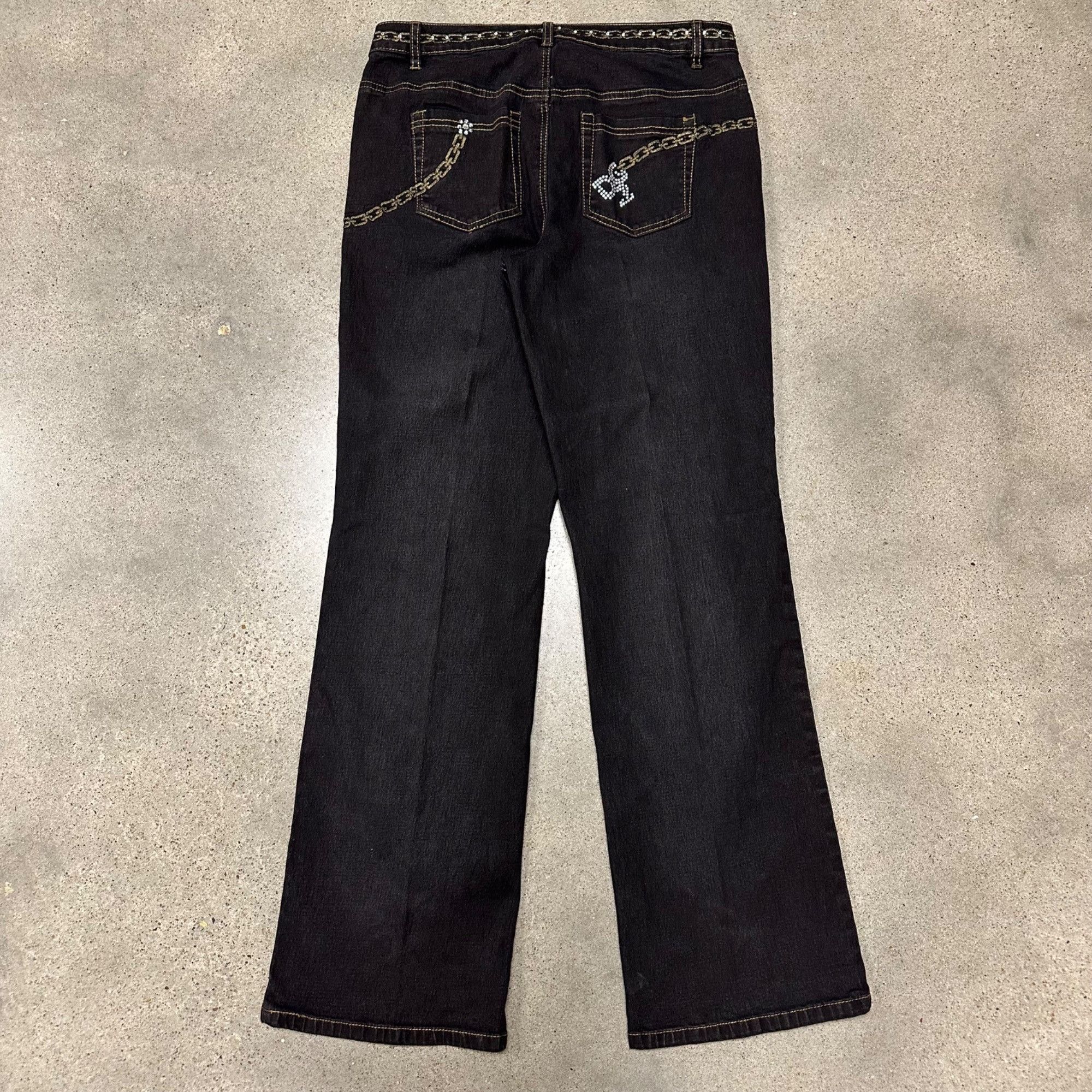 Vintage Vintage Y2K DG Embroidered Jeweled Baggy Pants Jeans Size 32" / US 10 / IT 46 - 2 Thumbnail
