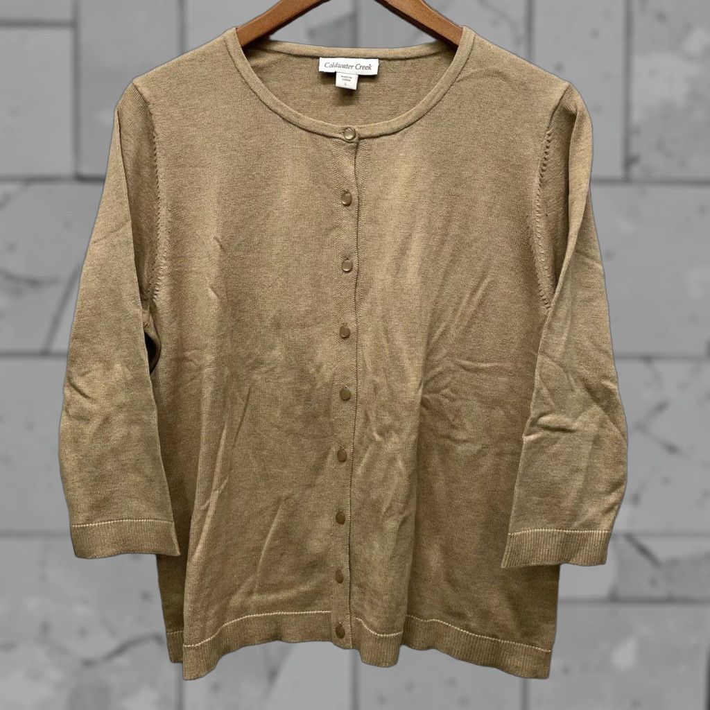 Coldwater Creek VINTAGE Coldwater Creek Women's Sweater Pullover Button Down Brown Cotton Blend Size L NWOT Size L / US 10 / IT 46 - 1 Thumbnail