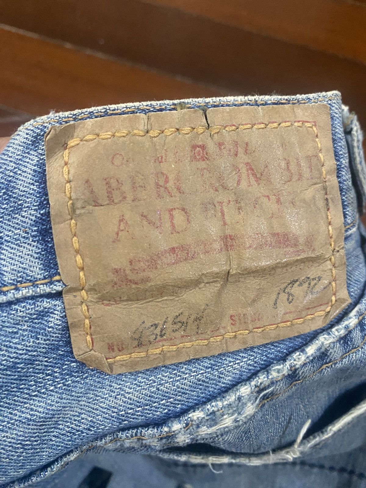 Abercrombie & Fitch Y2k Fitch Baggy Selvedge Vintage distressed mud wash Size US 32 / EU 48 - 15 Thumbnail