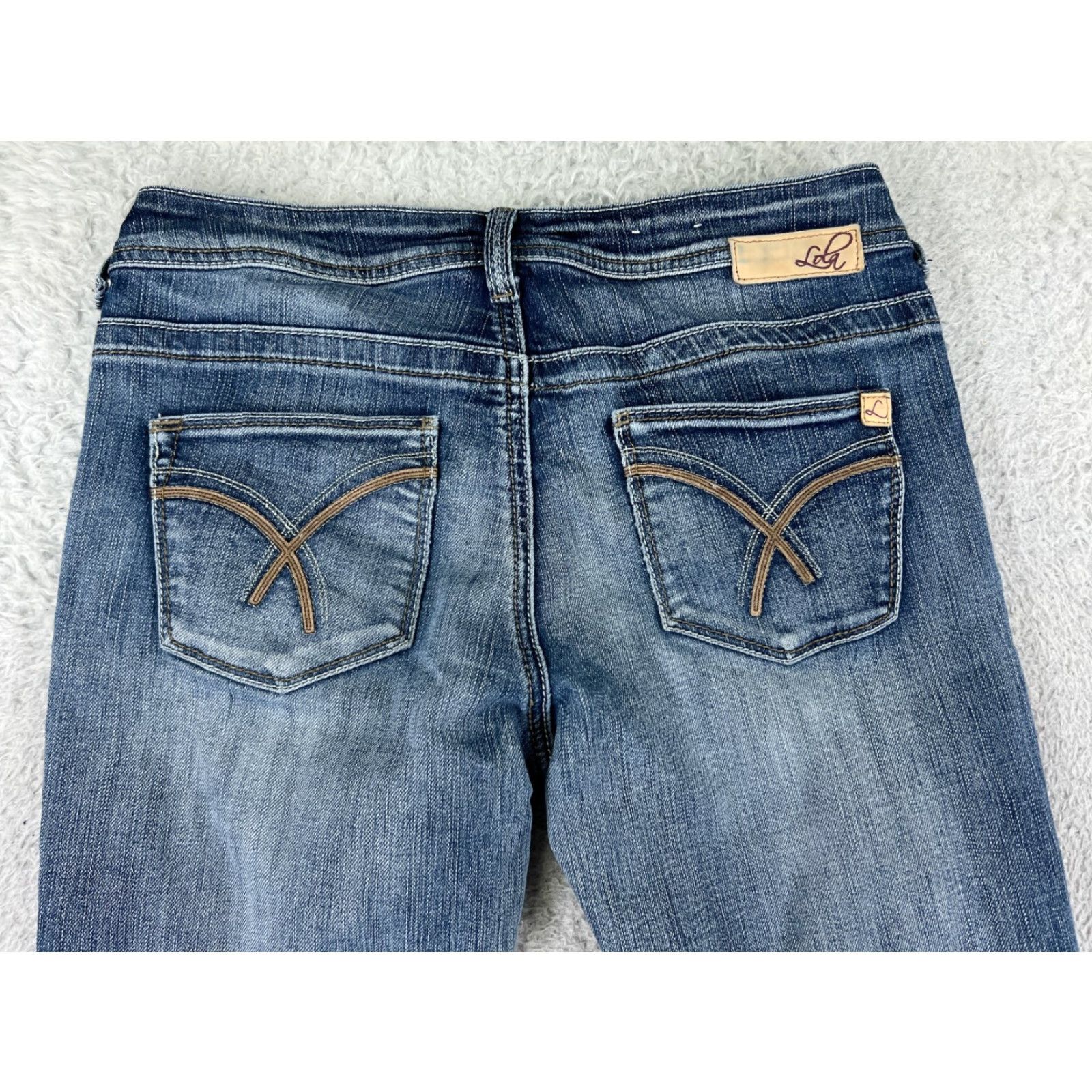 Vintage Lola Jeans Jeans Womens 26 Blue Denim Bootcut Adele KCB Low Rise Raw Hem Distressed 5-Pocket Style Cowboy Southwestern Designer Mens? Size 26" / US 2 / IT 38 - 3 Thumbnail