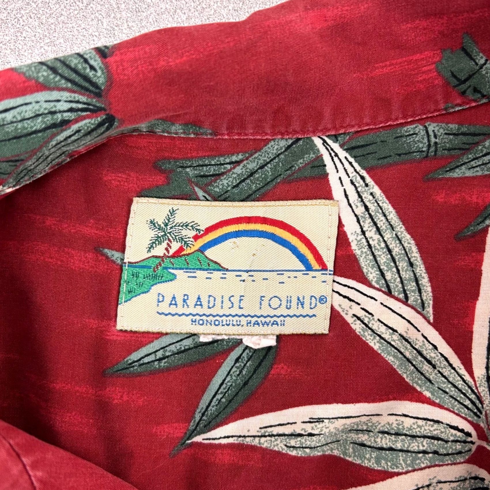 Paradise Found Paradise Found Hawaiian Shirt Mens 3XL Red Bamboo Leaf Print Button-Down Aloha Vintage Relaxed Casual Summer Size US XXL / EU 58 / 5 - 3 Thumbnail