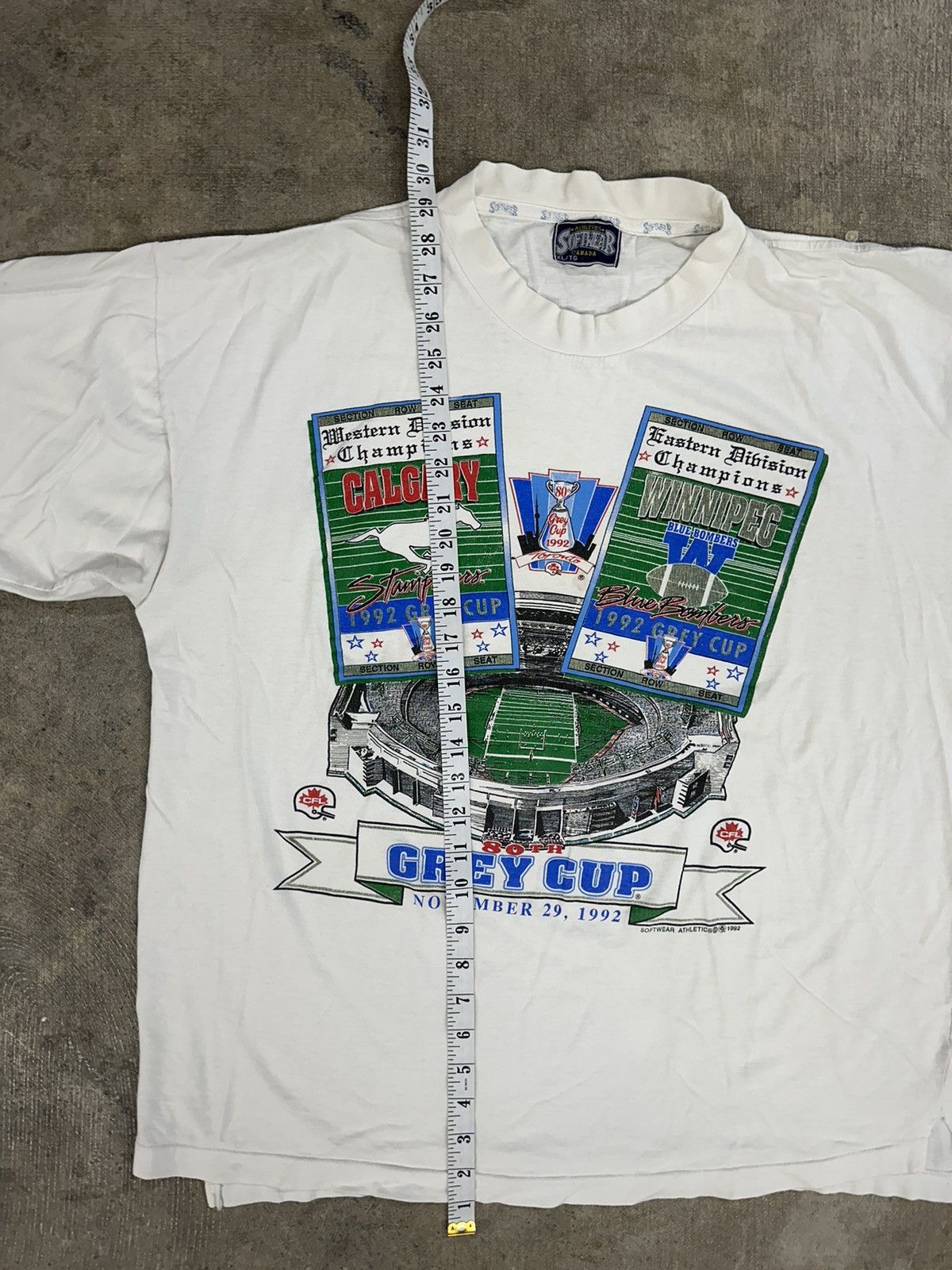 NFL × Vintage Vintage 90s CFL Stampeders Blue Bombers Grey Cup T-Shirt Size US XL / EU 56 / 4 - 10 Thumbnail