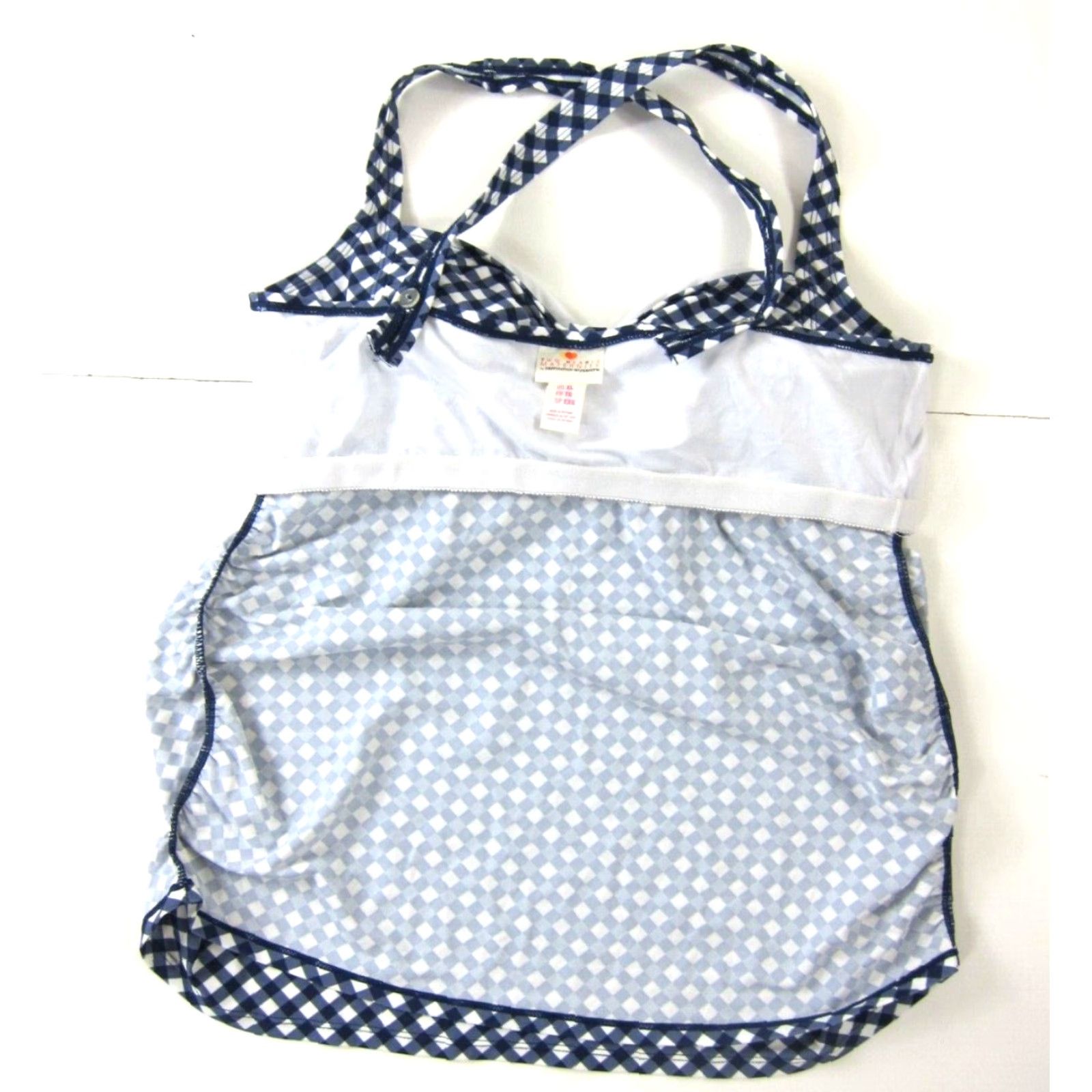 Vintage VINTAGE Two Hearts Maternity Pregnancy Blue White Plaid Built In Bra Swim Tankini Top XL Size XL / US 12-14 / IT 48-50 - 7 Thumbnail