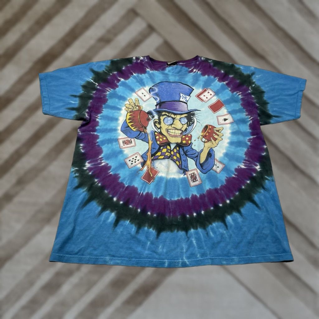 Liquid Blue VINTAGE 2003 Mad Hatter Cat Liquid Blue Tie Dye T-Shirt Mens XXL Blue Cat T-Shirt 2XL Mens Size US XXL / EU 58 / 5 - 1 Thumbnail