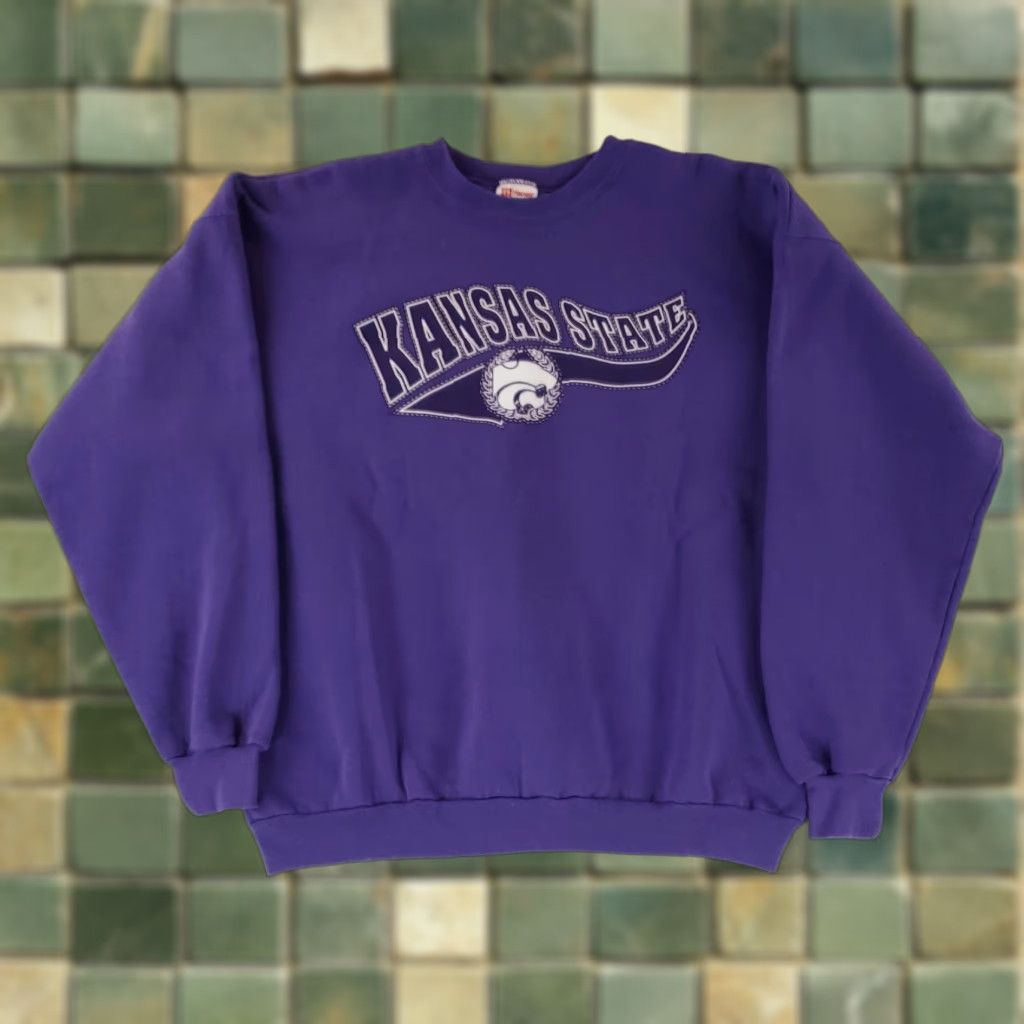 Hanes VINTAGE Kansas State University Wildcats Sweatshirt Purple Mens XXL Crew Pullover 90s VTG Hanes Size 2XL Size US XXL / EU 58 / 5 - 1 Thumbnail