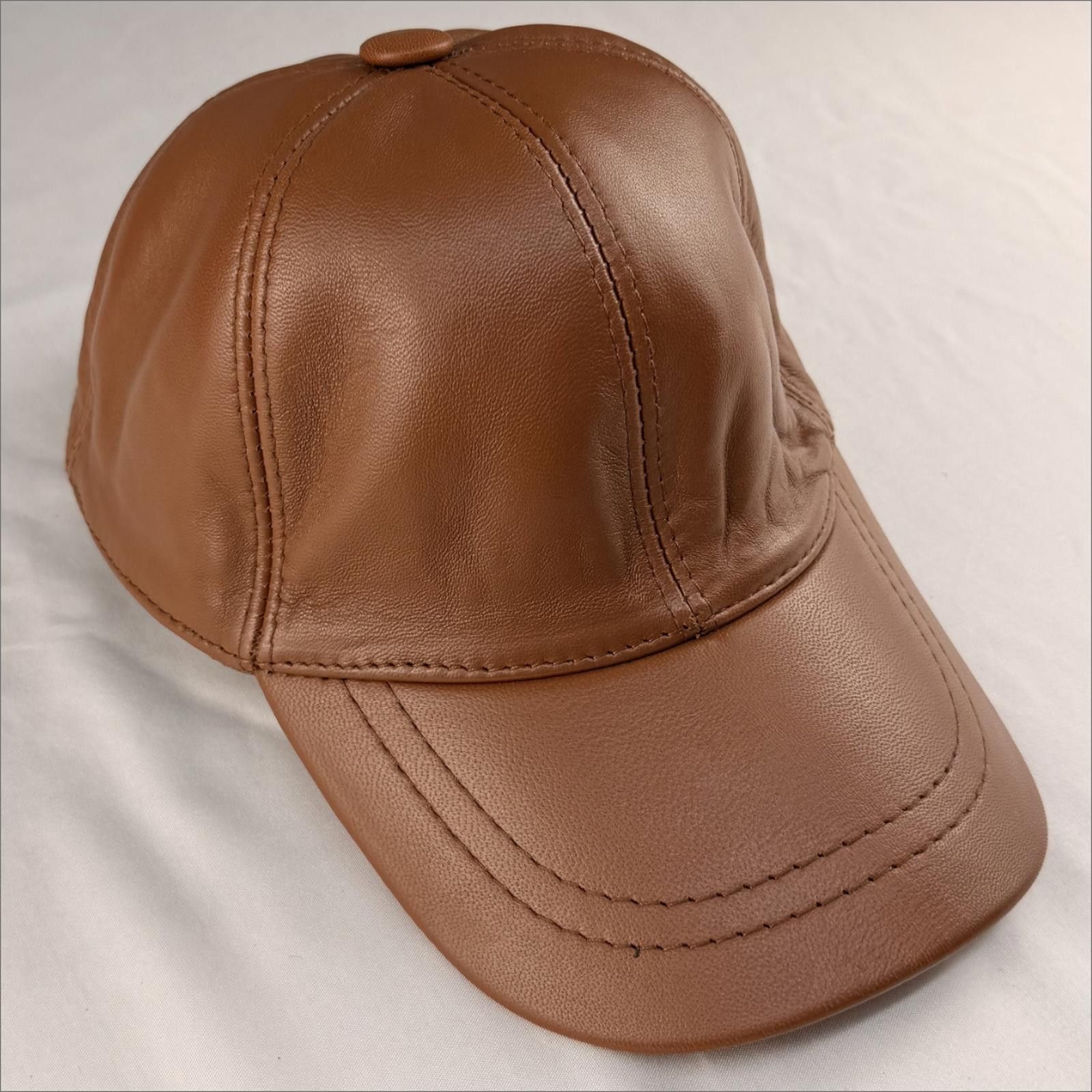 Other NEW Brown Leather Baseball Cap - Premium Hat 087 Size ONE SIZE - 4 Thumbnail