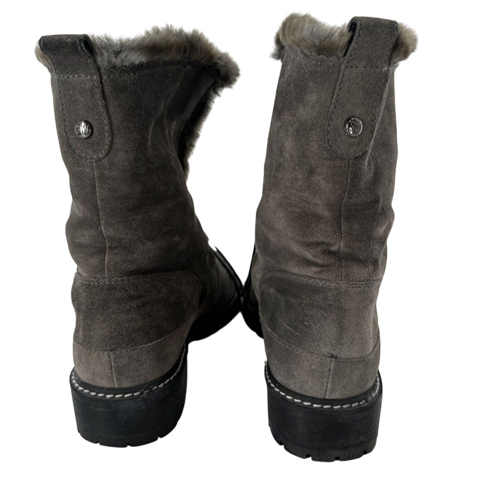 Stuart Weitzman Stuart Weitzman Designer Gray Suede Faux Fur Boots 7.5 Moto Size US 7.5 / IT 37.5 - 7 Thumbnail
